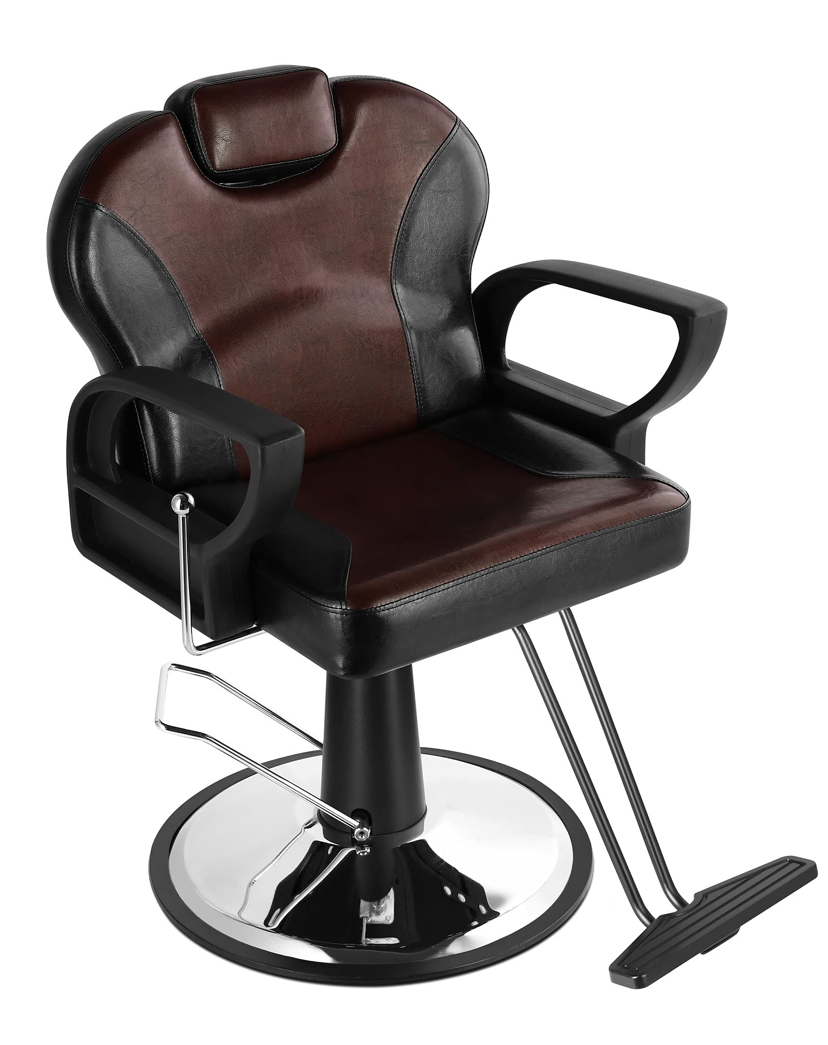 Black & Brown Reclining Salon Chair - Hydraulic Tattoo & Barber Chair for Hair Stylists - Professional Salon Equipment for Haircuts, Tattoos & Beauty Services