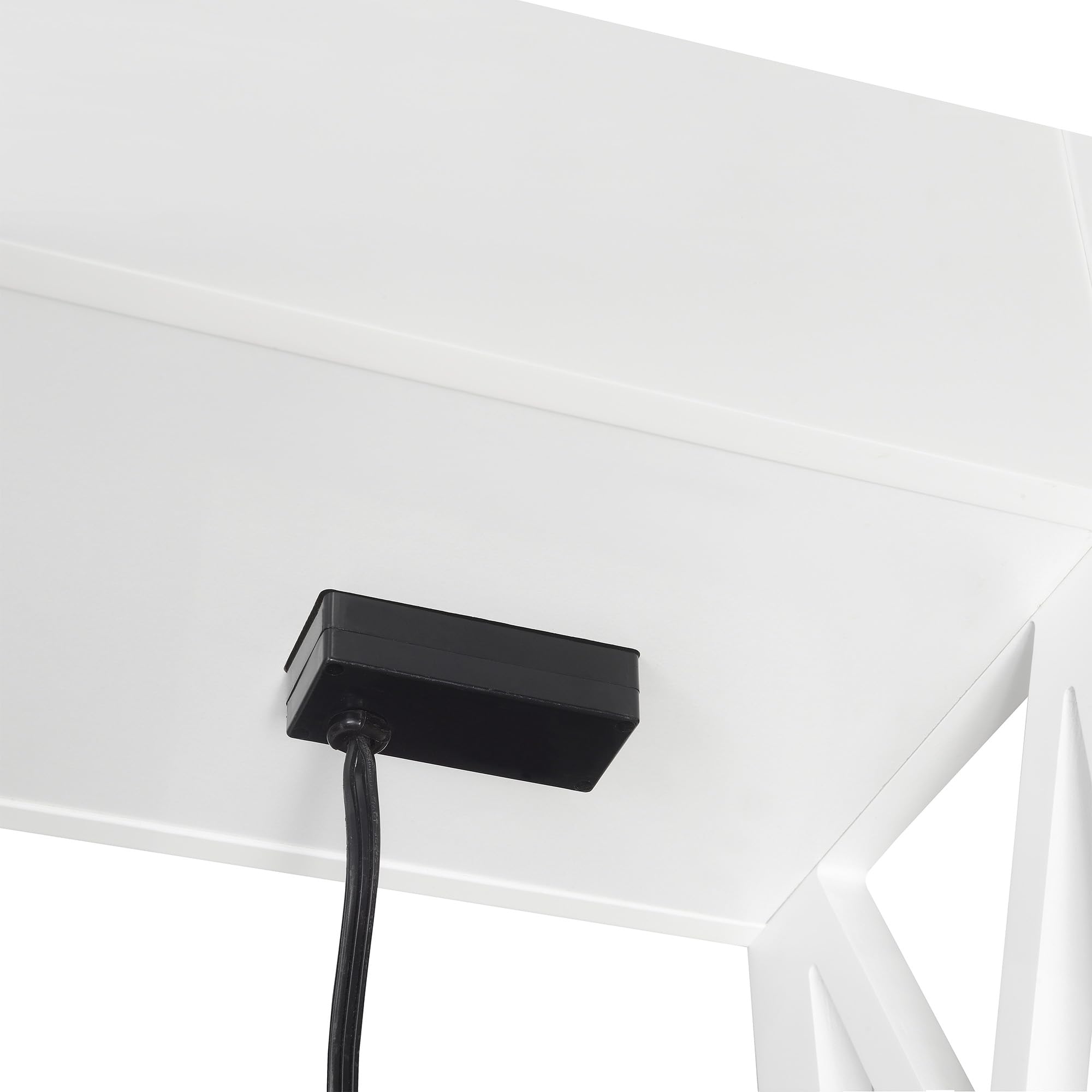 Oxford Flip Top End Table with USB Charging Station & Shelf - White | Modern Side Table for Living Room, Bedroom & Office | Convenience Concepts