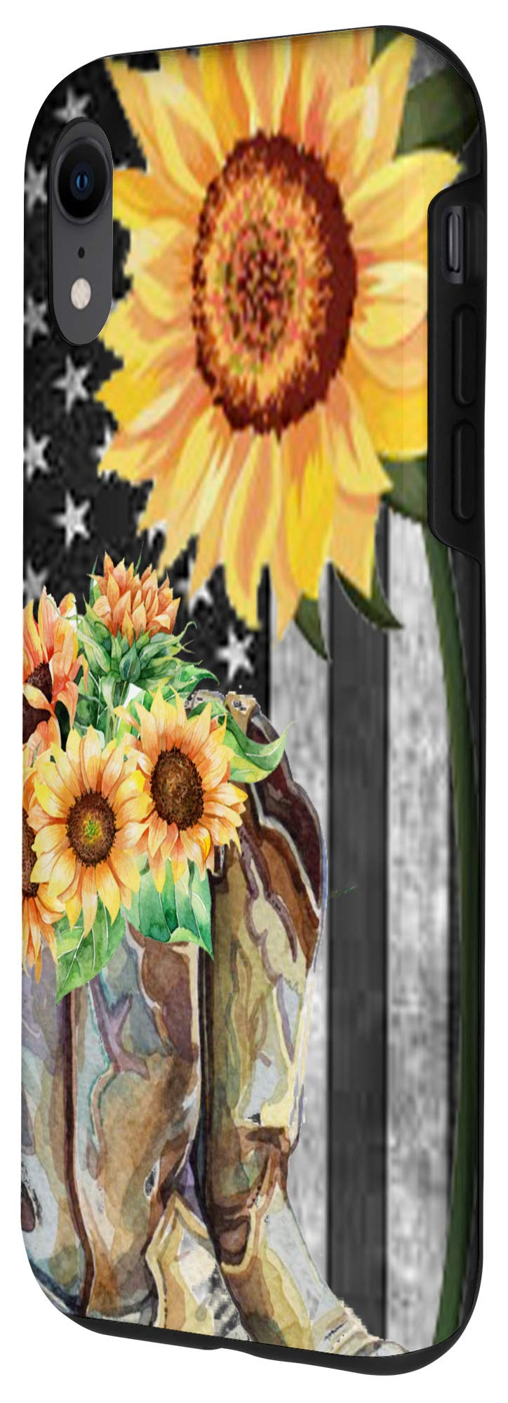 iPhone XR Case - Cowgirl Sunflower & USA Flag Design - Durable Protective Phone Cover for Women - Perfect for Country Music Festivals, Rodeos & Western Lifestyle