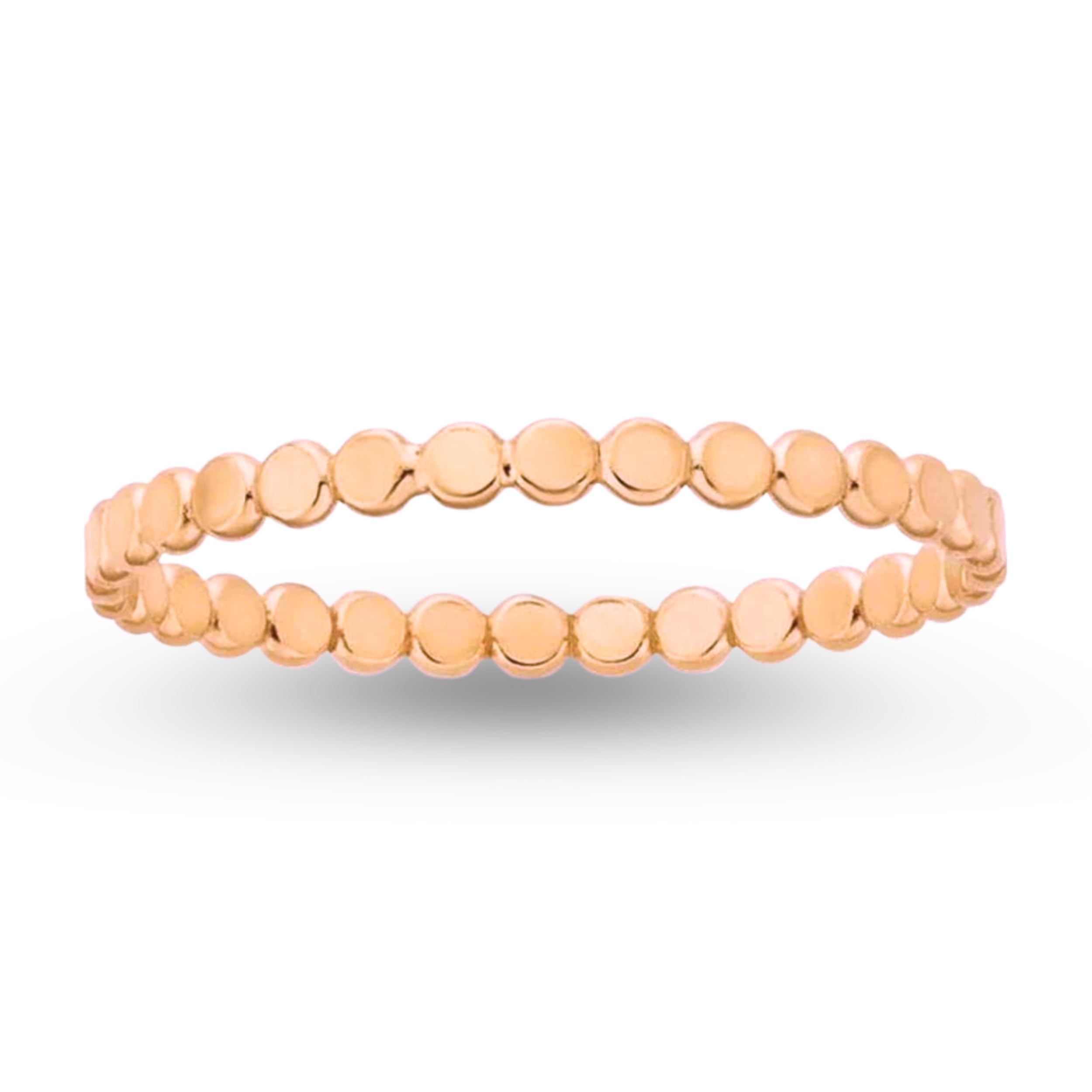 14K Gold Filled Stackable Dainty Ring Band - Silver, Gold, Rose Gold Hammered Dot Beaded Design - US Sizes 4-12 - Perfect for Layering, Everyday Wear & Gift Giving
