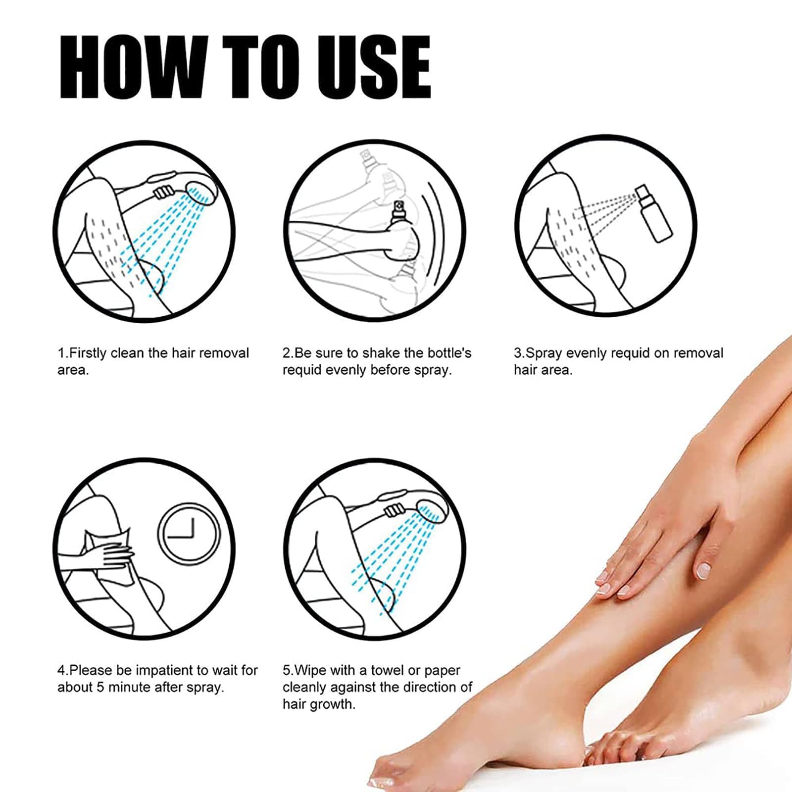Detvfo Hair Removal Mousse - Painless & Smooth Foam Spray for Women & Men, Lasting Results, 3-Pack - Perfect for Legs, Arms, Bikini Line & Underarms at Home