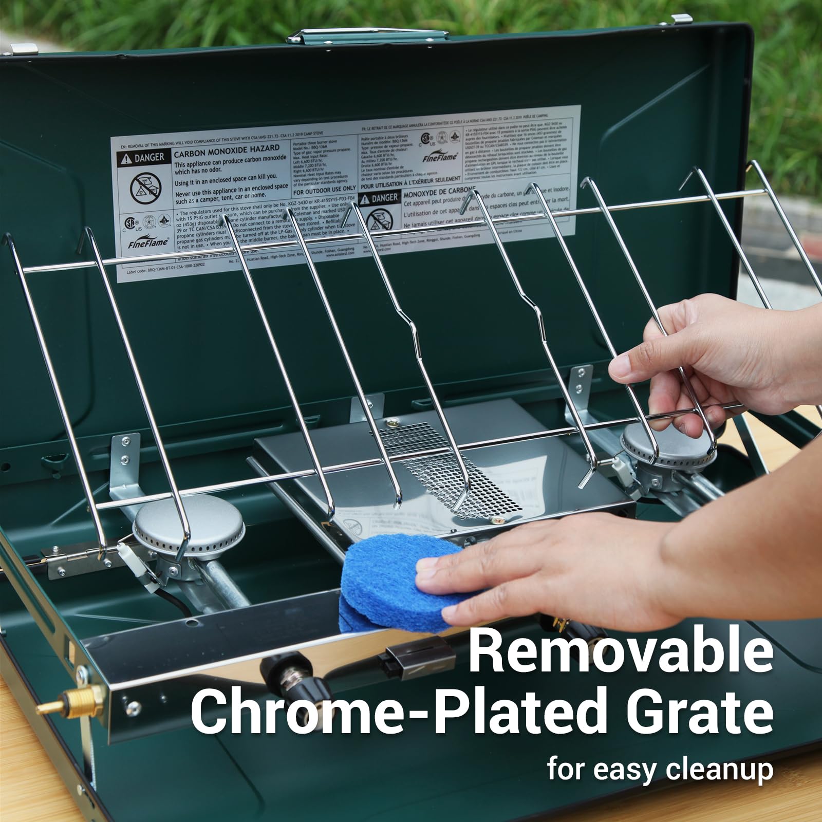 20400 BTU 3-Burner Portable Propane Camping Stove with Regulator, Toast Tray & Windshield - Outdoor Cooking for Camping, BBQ, Picnics & Car Adventures | Perfect for Family Gatherings & Backpacking Trips