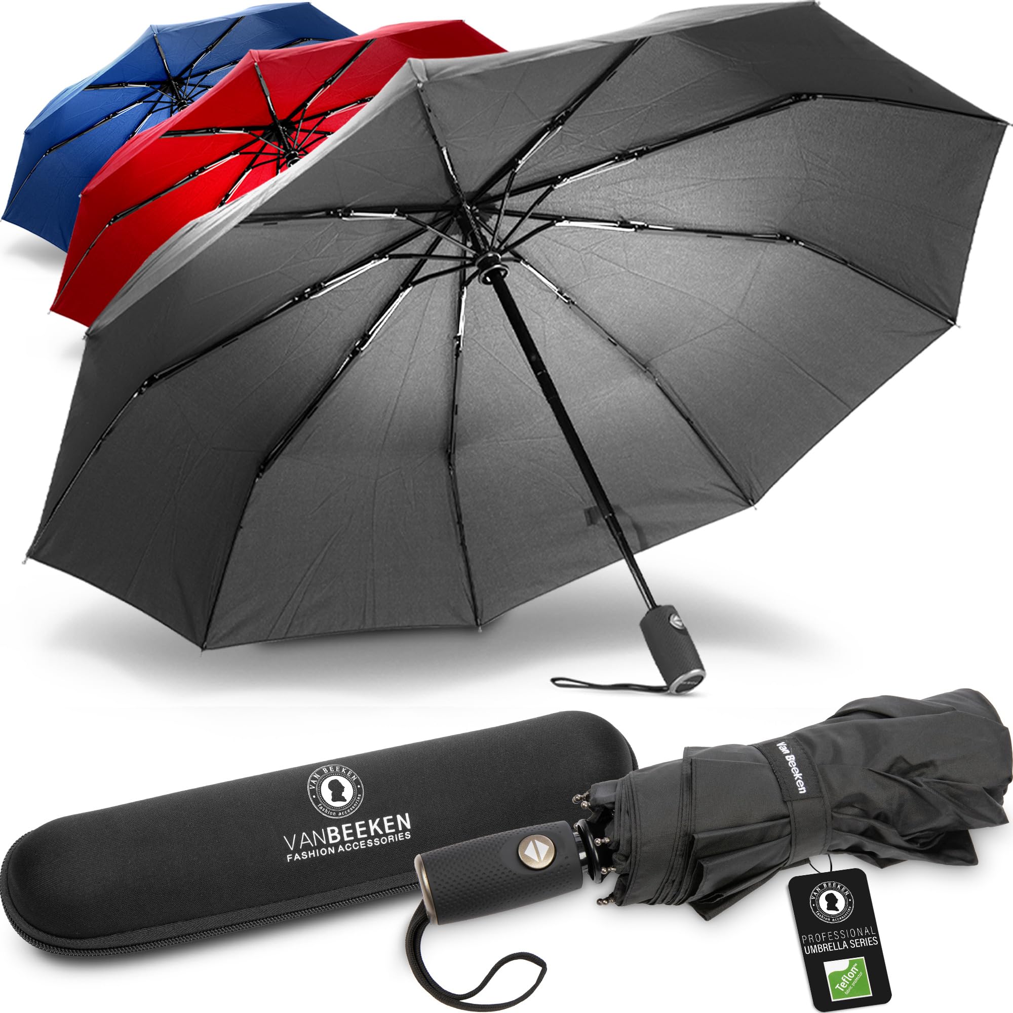 Van Beeken Compact Travel Umbrella - Windproof, Portable & Lightweight Rain Umbrella for Men & Women - Perfect for Commuting, Hiking & Outdoor Adventures
