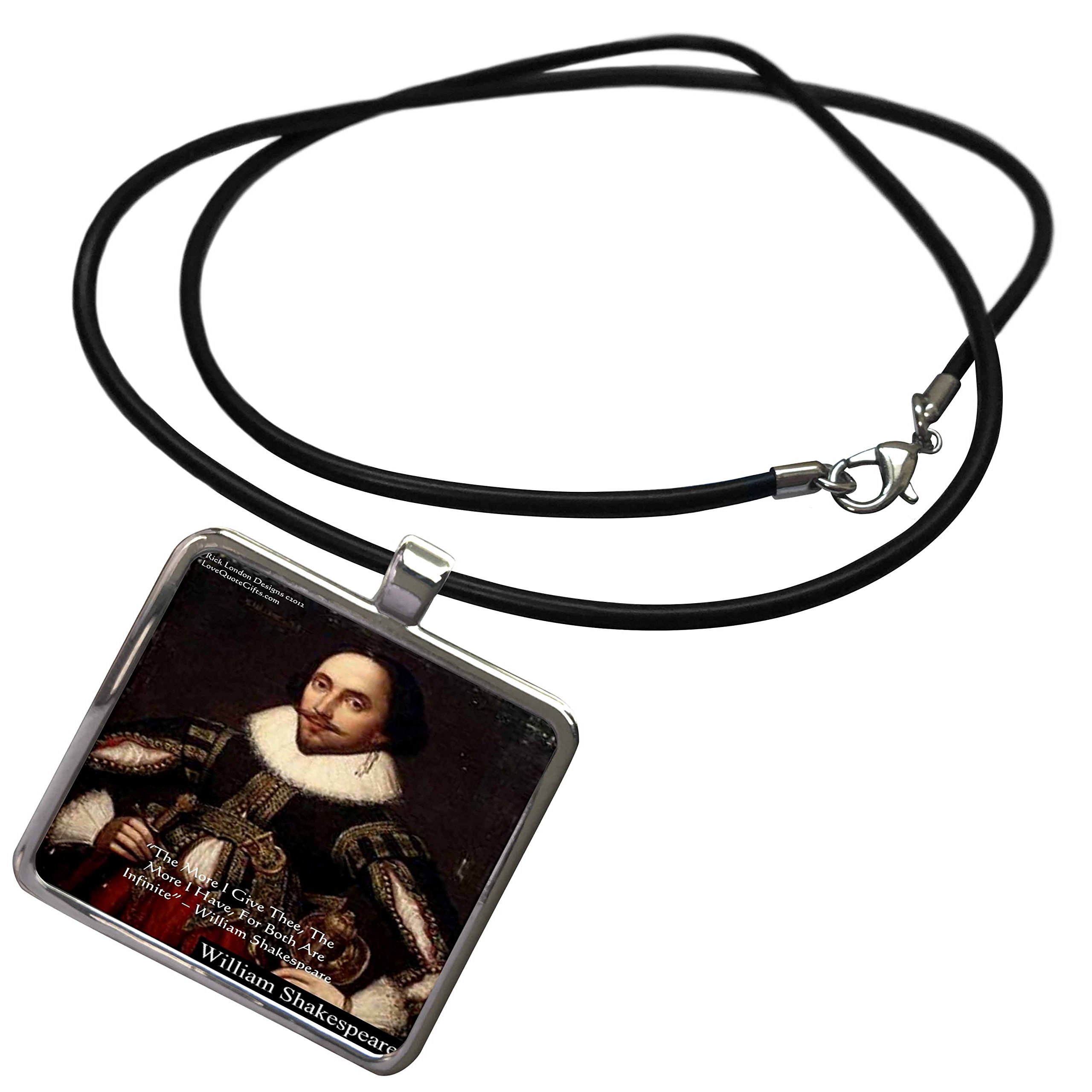 3D Rose Shakespeare Quote Necklace - 