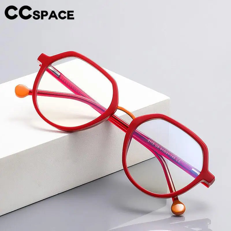 CCspace Unisex Full Rim Flat Top Round TR90 Titanium Eyeglasses 57322 - Lightweight & Durable Glasses for Work, Reading & Fashion