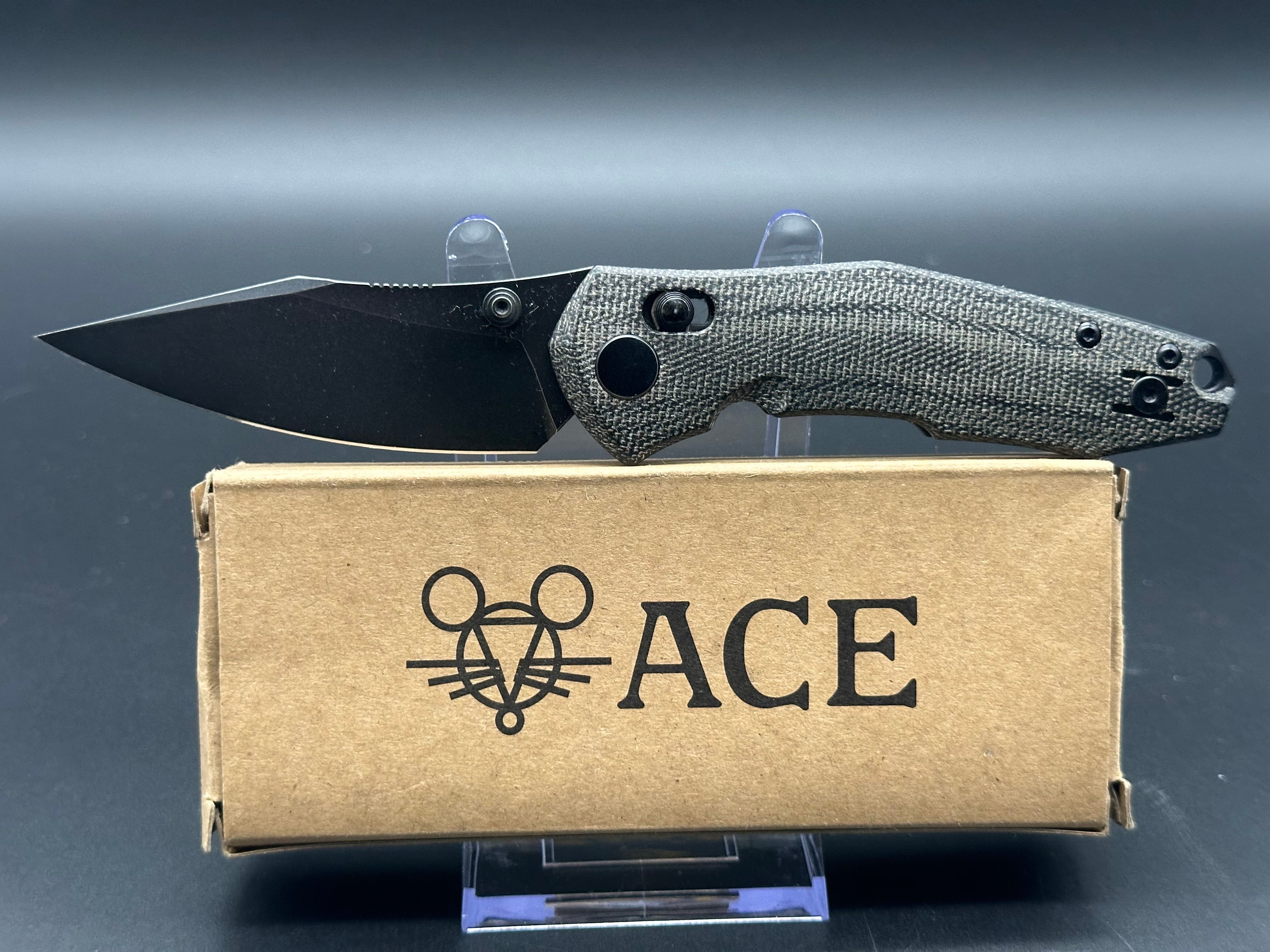 GiantMouse Vox Anso ACE Nazca Exclusive Bar Lock Folding Knife - Premium Black Micarta Handle - EDC Pocket Knife for Outdoor Camping, Hiking & Everyday Carry