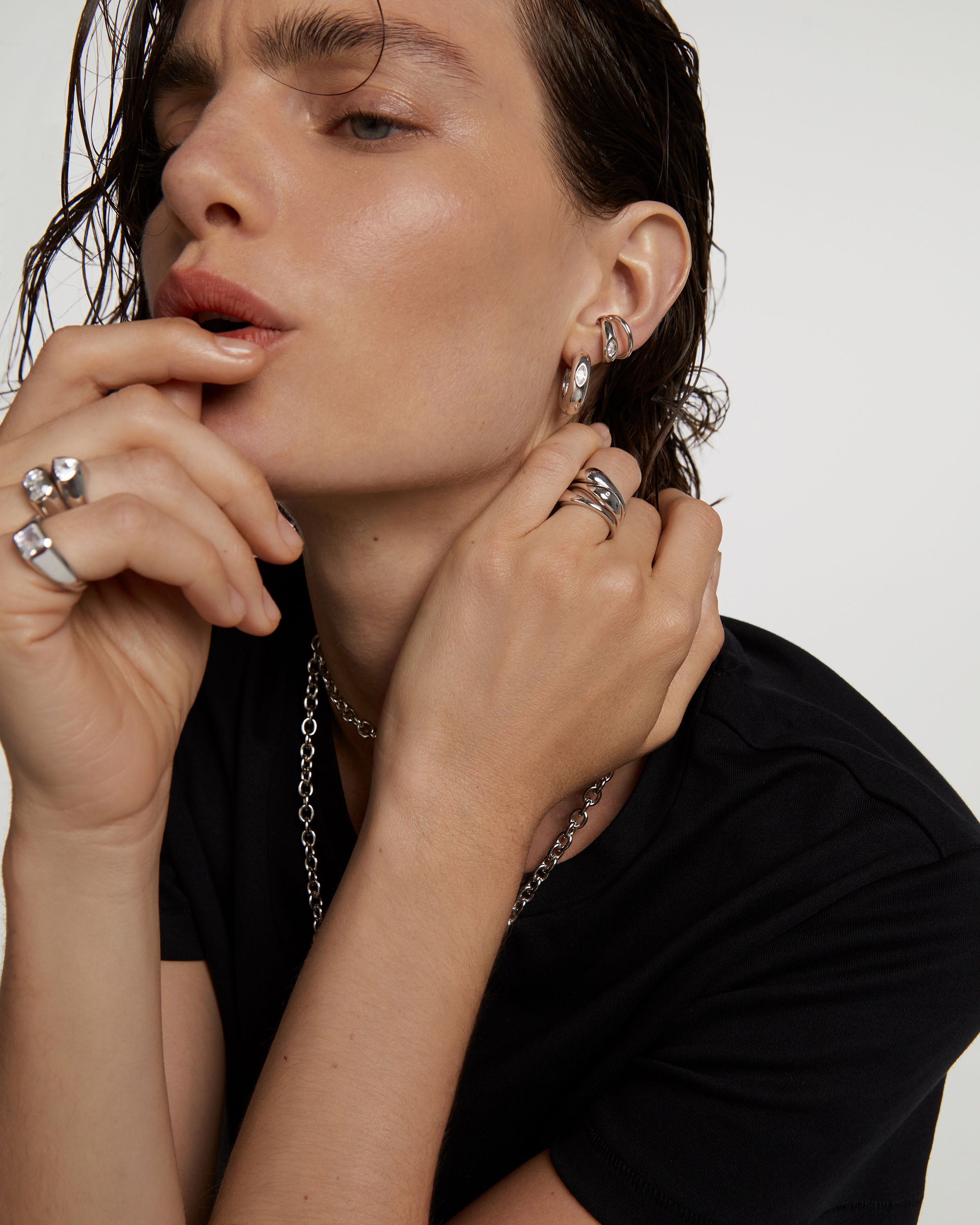 Stylish Kali Silver Hoop Earrings for Women - 925 Sterling Silver Hypoallergenic Jewelry - Perfect for Everyday Wear, Parties & Gifts