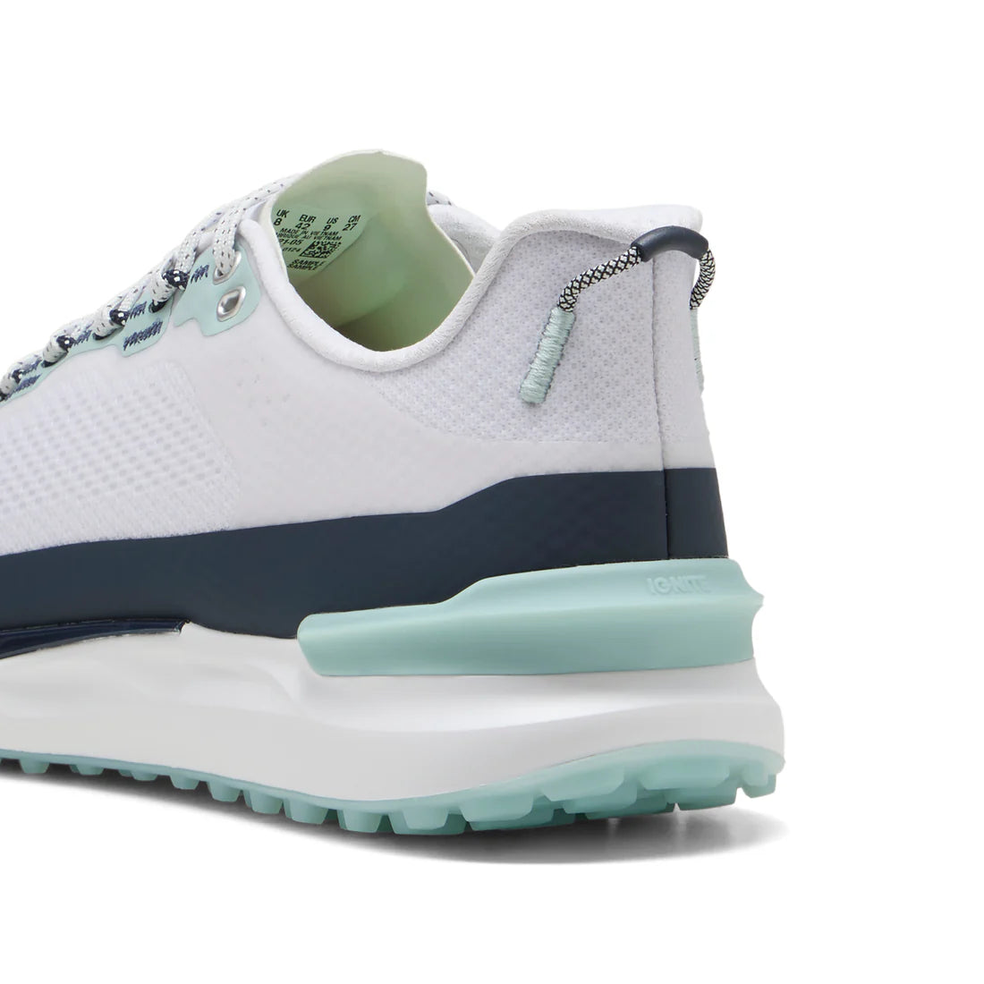 Puma Ignite Elevate X Spikeless Golf Shoes for Men - White/Navy - Comfortable & Lightweight Spikeless Golf Footwear for Driving Range & Course Play