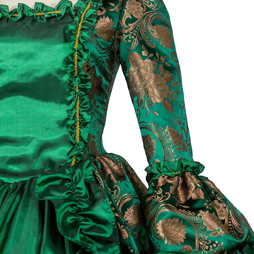 **Victorian Floral Brocade Ball Gown – Renaissance Colonial Tea Dress for Prom, Theater & Reenactment – Elegant Antique Costume for Historical Events & Themed Parties**