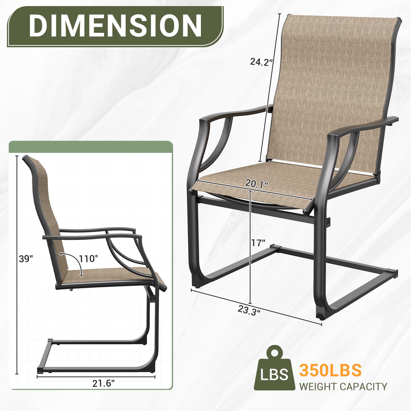 Amopatio 2-Piece Patio Chair Set - All-Weather Outdoor Dining Chairs with Breathable Design for Backyard, Deck, Garden - Brown Patio Furniture for Relaxing & Entertaining