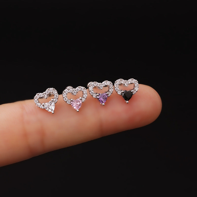 20G CZ Heart Conch Daith Earrings Stud - 14K Gold Plated Cartilage Piercing Jewelry for Women | Perfect for Everyday Wear & Special Occasions