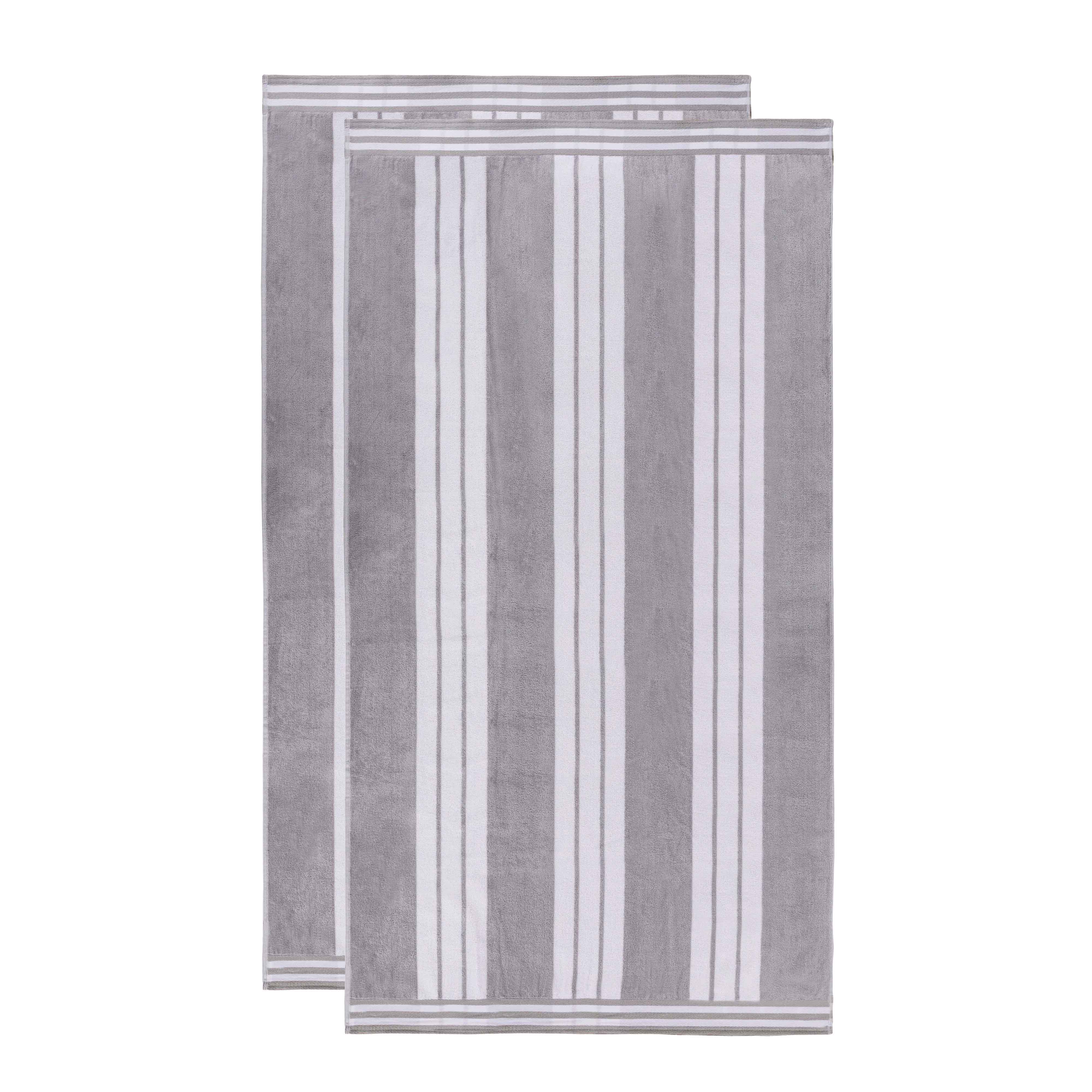 Premium Oversized Cabana Striped Cotton Beach Towel Set - 2, 4, or 6 Pack - Soft Quick-Dry Bath Towels for Pool, Beach, Vacation & Spa Days