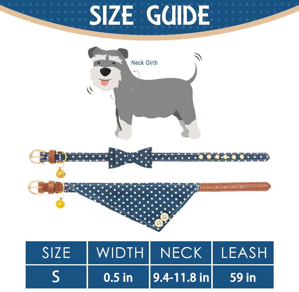 EXPAWLORER Adjustable Dog Collar and Leash Set with Plaid Bow Tie & Bandana - Tangle-Free Leash for Small, Medium & Large Dogs - Perfect Holiday Gift for Pets (Ideal for Walks, Parties & Photo Shoots)
