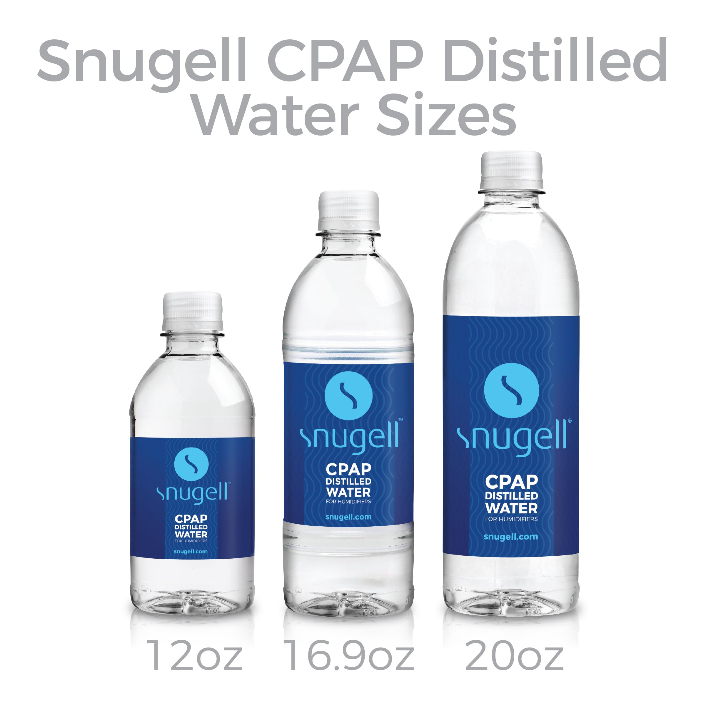 Snugell Distilled Water for CPAP Machines - 6-Pack of 16.9 oz Travel Size Bottles (15 Days Supply) - Clean, Multi-Use, BPA-Free, Made in USA - Perfect for CPAP Therapy, Humidifiers, Travel & Home Use