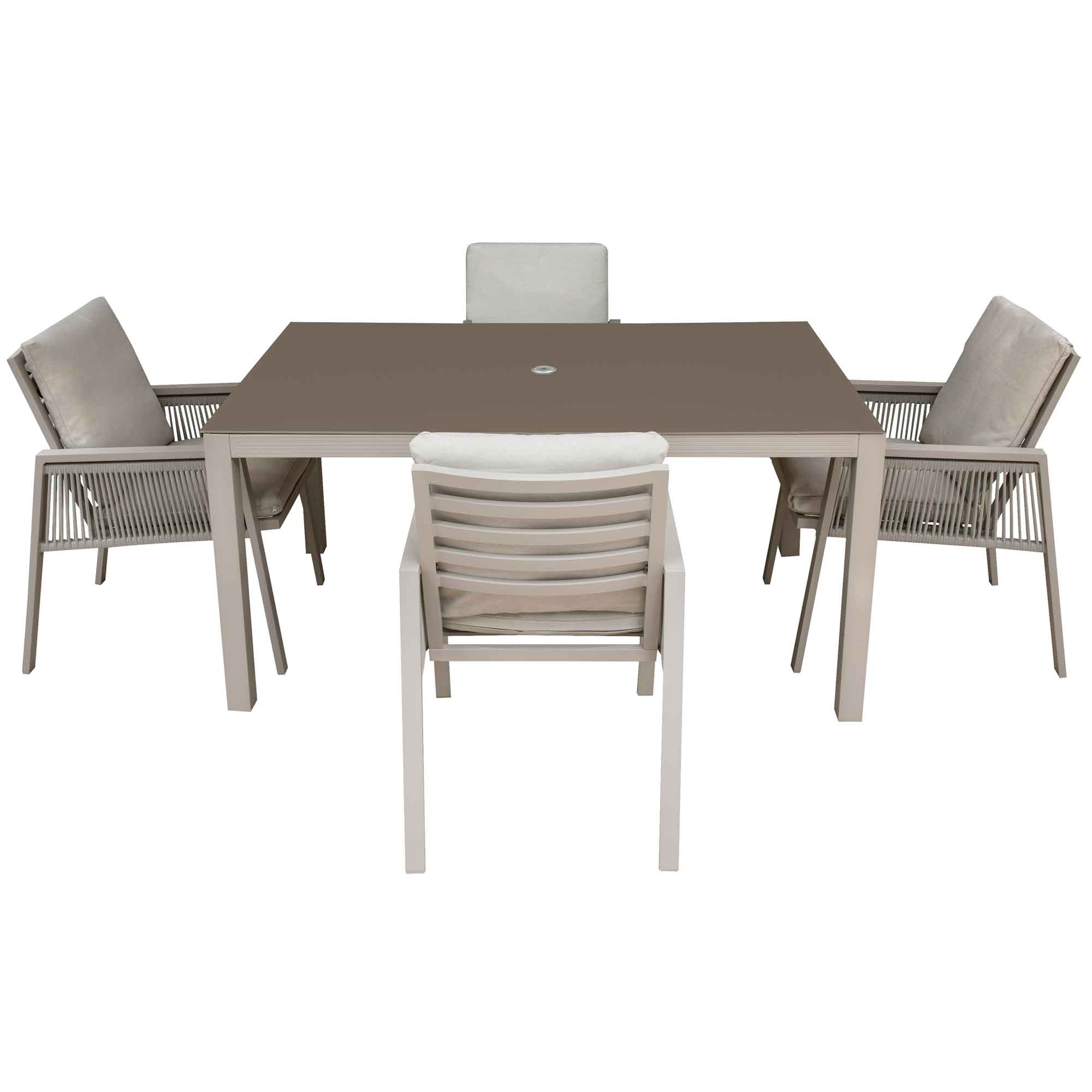 Dellonda Fusion 5-Piece Outdoor Dining Set with Weatherproof Aluminum Frame - Patio Furniture for Backyard, Garden & Poolside Dining | DG275