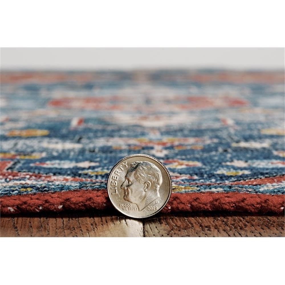 Linon Washable Langley Polyester 5'x7' Area Rug in Teal Blue - Soft & Durable Living Room Rug for Bedroom, Office, or Entryway Decor