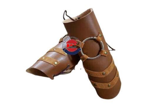 Medieval Knight Armor - Roman Style Faux Leather Arm Guards & Bracers (Black) - Perfect for LARP, Cosplay, Renaissance Fairs & Historical Reenactments