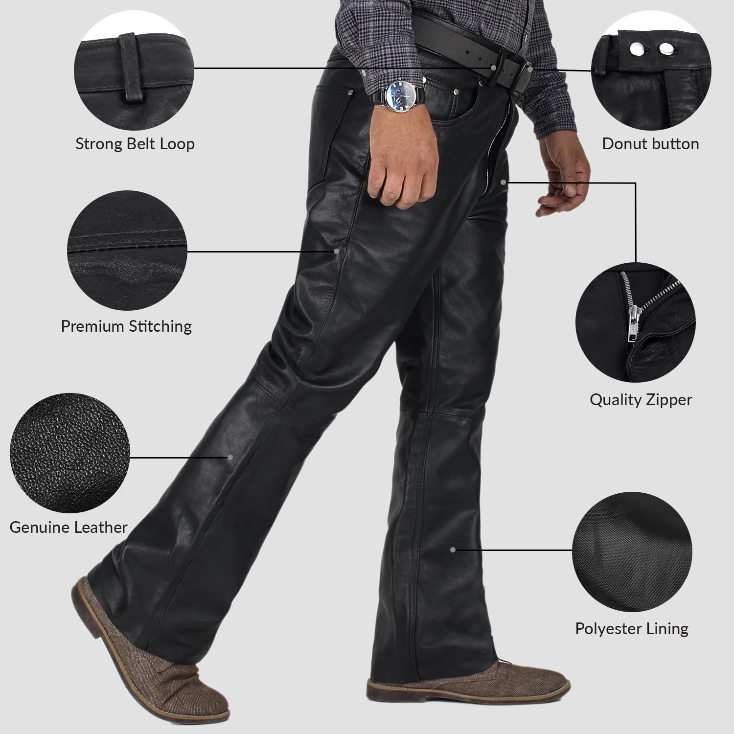 Laverapelle Men's Genuine Lambskin Leather Pants - Slim Fit Black Leather Jeans for Motorcycle Riding & Night Out | Premium Quality 2304004