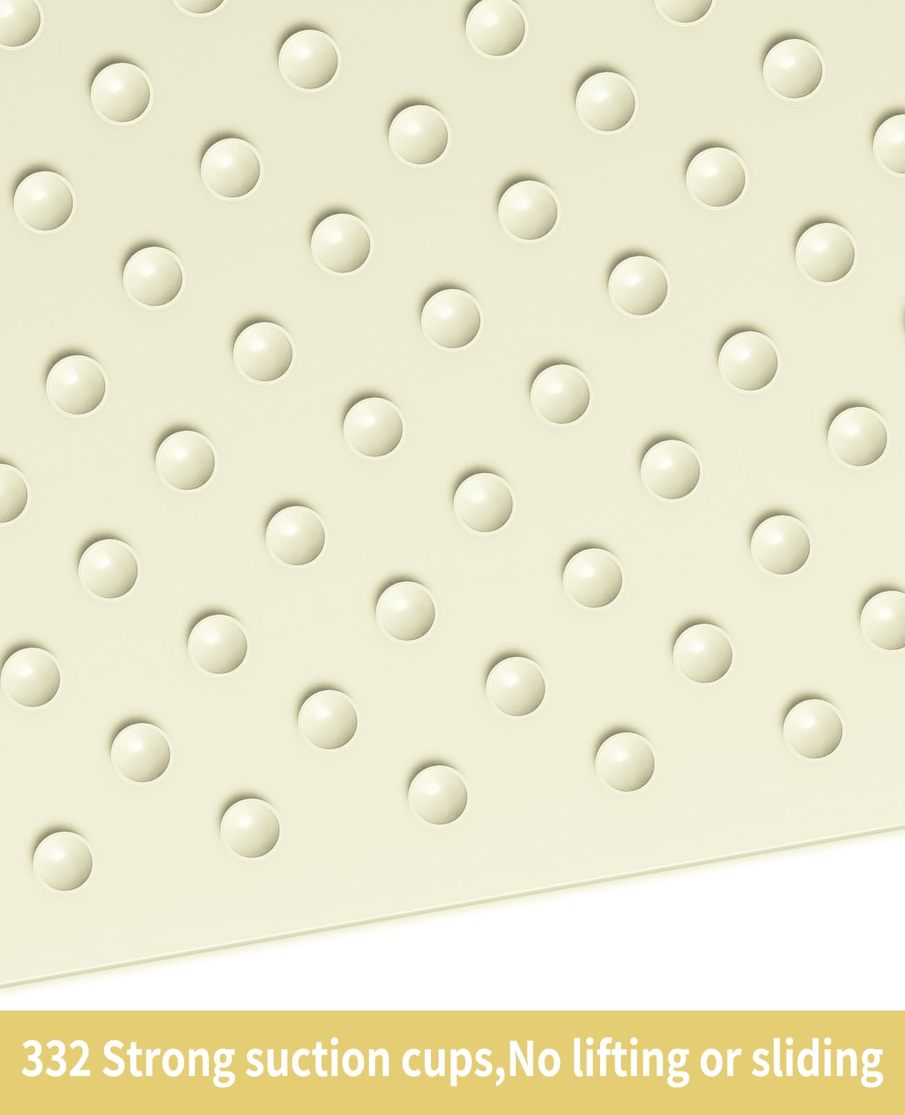 Non-Slip Extra Long Bathtub Mat 16.9x36 Inches - Strong Suction Cups, Soft Rubber Shower Mat for Bathroom Safety - Machine Washable & Durable Beige Bath Mat - Perfect for Shower Stall, Tub & Wet Bathroom Floors
