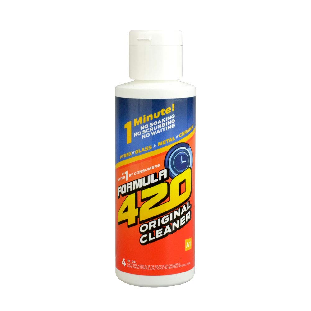 Formula 420 Cleaner - 4oz Pyrex Glass, Metal & Ceramic Cleaner | Fast-Acting Residue Remover for Bongs, Pipes & Smoking Accessories | All-Natural & Non-Toxic