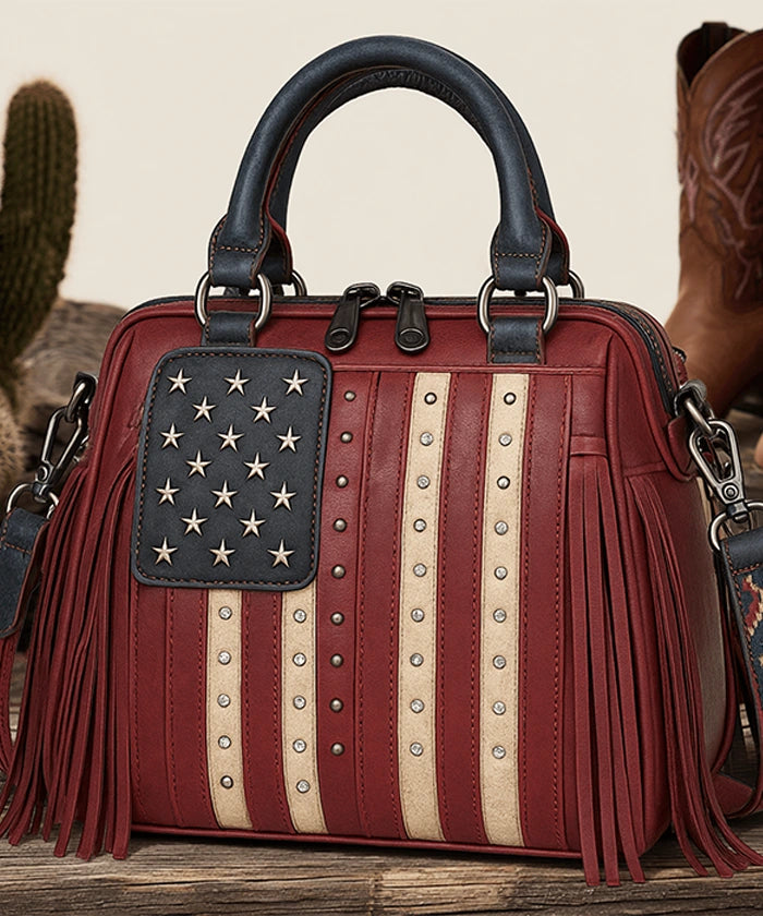 Montana West Liberty Doctor 3 Way Crossbody Bag - Limited Edition Patriotic Fringe Handbag for Women | Perfect for Work, Travel & Casual Outings