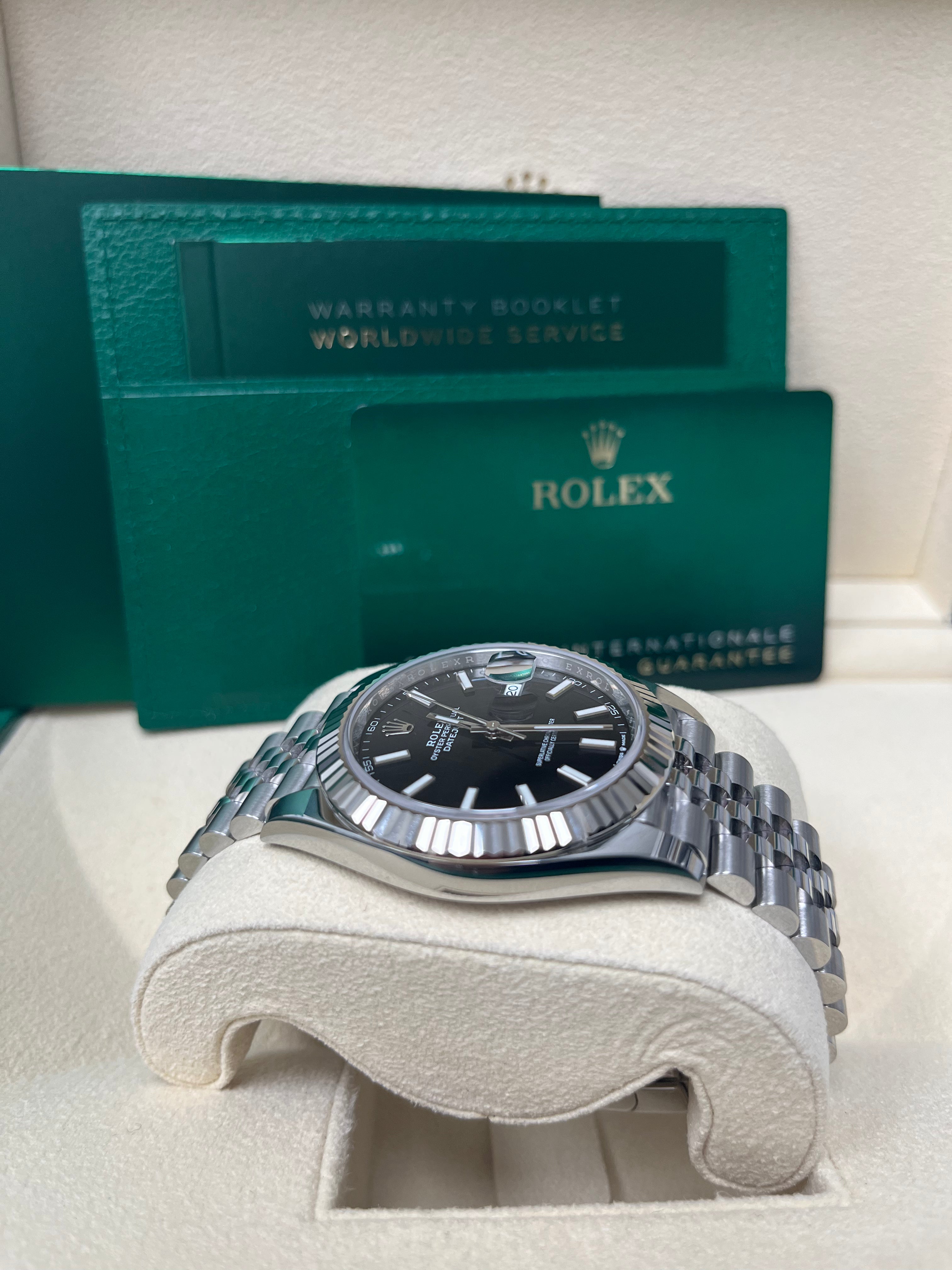 Rolex Datejust 41 Men's Watch - Stainless Steel & White Gold, Black Index Dial, Fluted Bezel, Jubilee Bracelet (Ref# 126334) | Luxury Dress Watch for Business & Formal Occasions