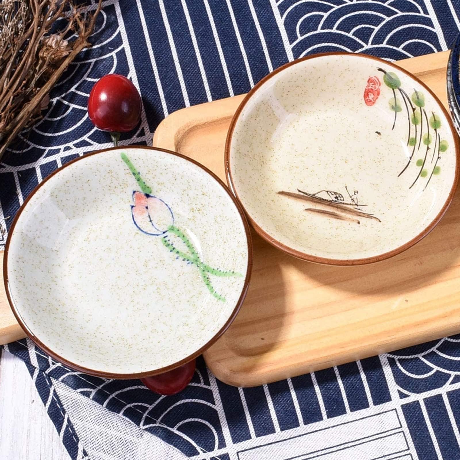 Clothmile 4 Inch 6-Piece Japanese Retro Ceramic Dipping Bowls - Authentic Asian Style Sauce Dishes for Sushi, Soy Sauce, Snacks & Kitchen Prep - Perfect for Ramen, Dumplings & Home Dining