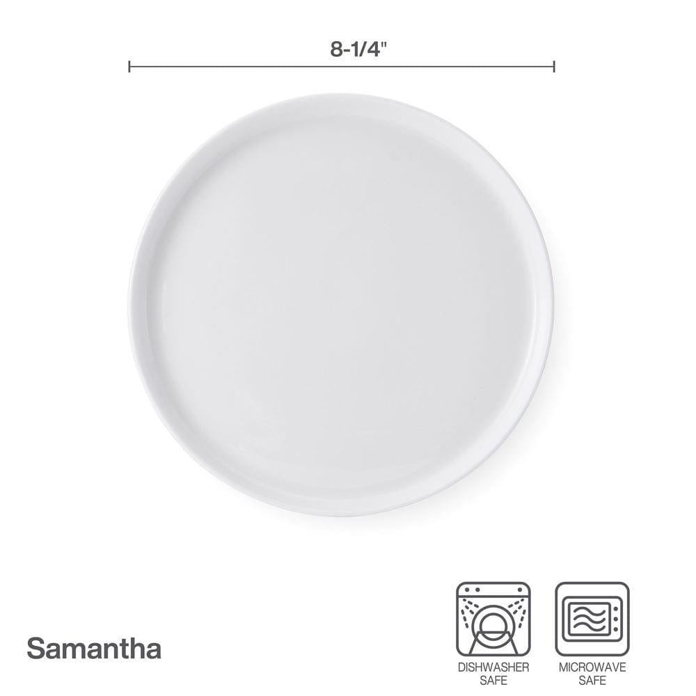 Samantha 4-Piece Salad Plate Set - Elegant Dinnerware for Salads, Appetizers & Desserts - Perfect for Parties, Family Dinners & Entertaining