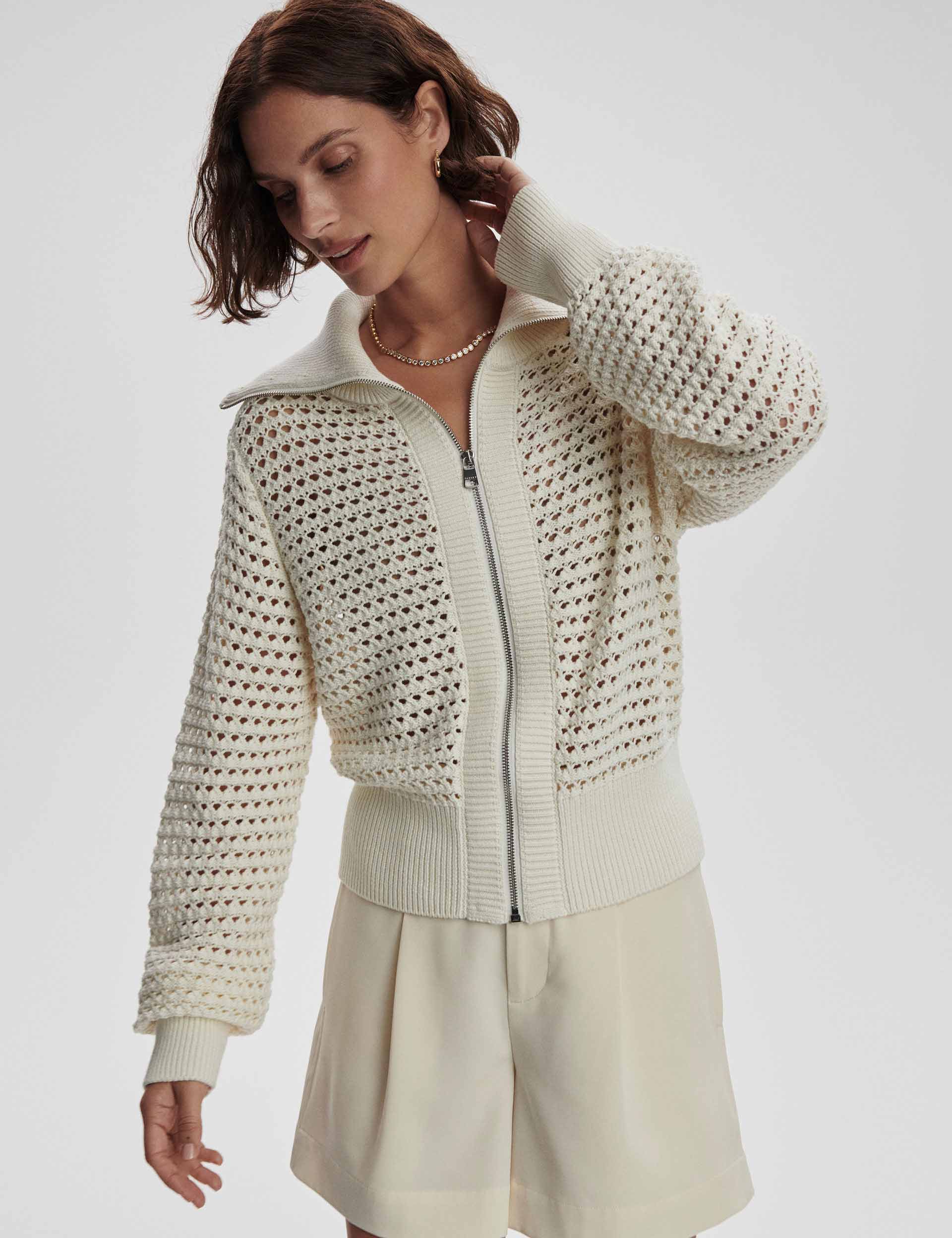 Eloise Zip Through Knit Sweater - Women's Lightweight Pullover Cardigan for Fall & Winter | Perfect for Office, Casual Outfits and Layering