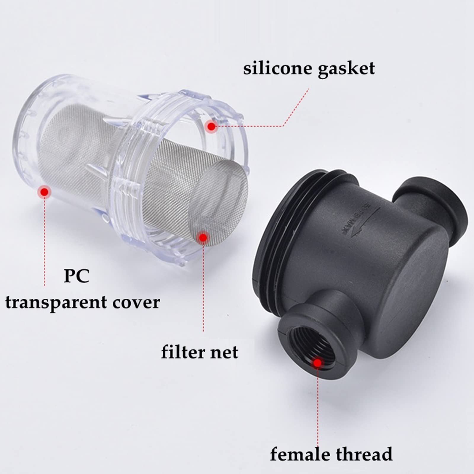 1/2 Inch Female NPT In-Line Twist-On Water Pump Strainer Filter with 100 Mesh Stainless Steel Screen - for RV Water Systems, Garden Hose Connections & Pump Protection (Durable Filtration Solution)