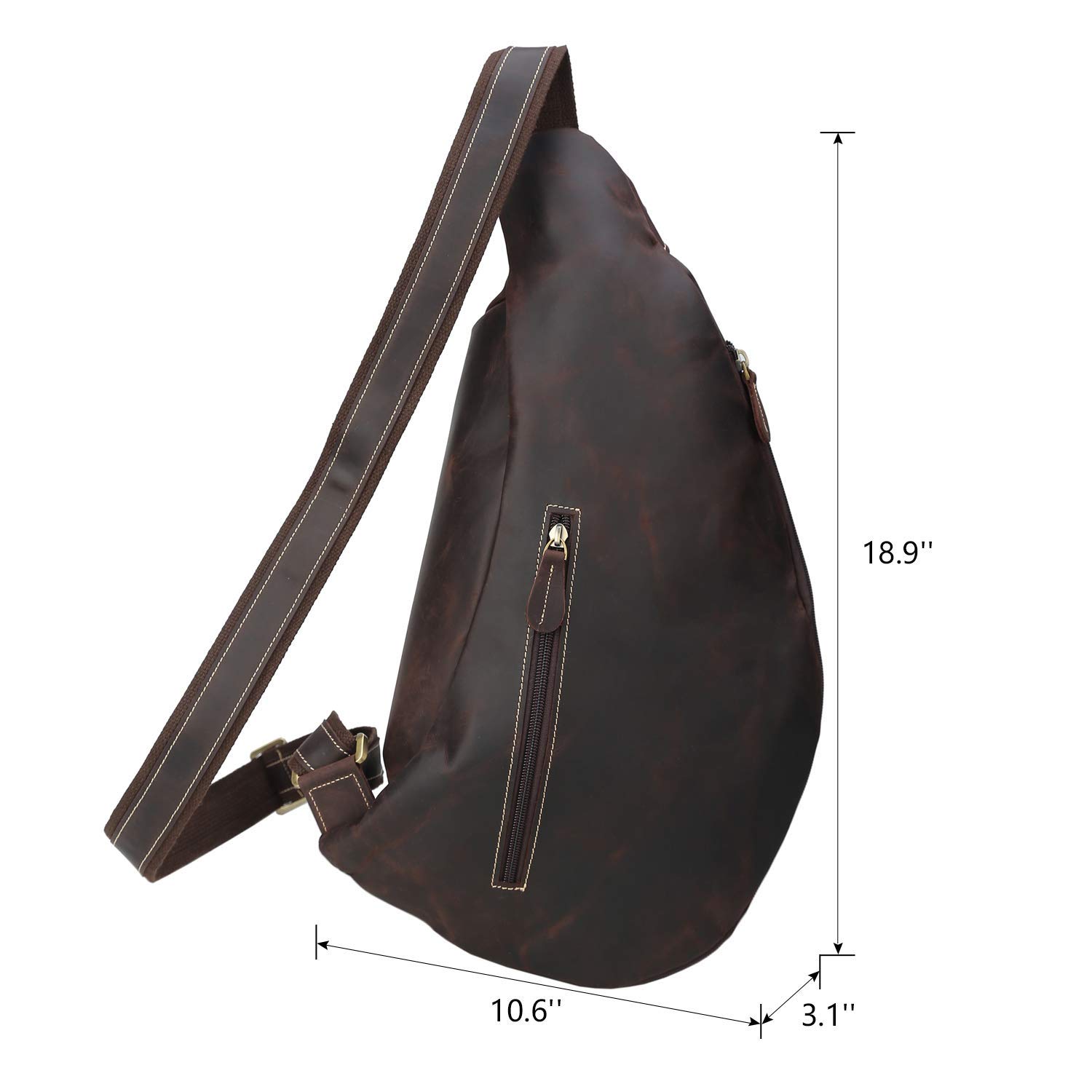 Polare Full Grain Leather Crossbody Sling Bag - Durable Chest Backpack for Men & Women - Perfect for Outdoor Camping, Hiking, Travel & Everyday Use