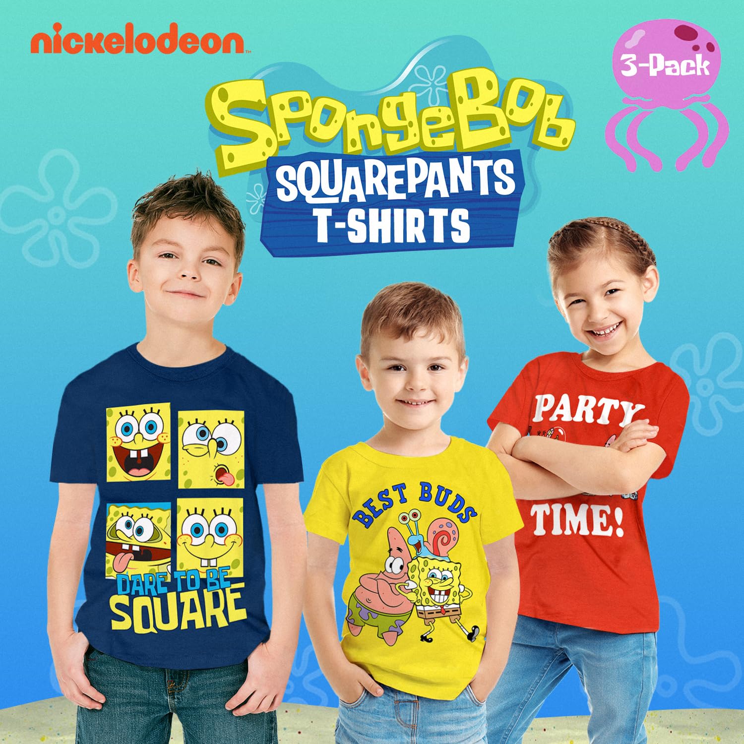 SpongeBob SquarePants Graphic T-Shirt Set - Patrick Star, Squidward, Plankton & Gary Character Outfits for Toddlers & Kids | Birthday Gift, Cartoon Costume Party, Casual Wear