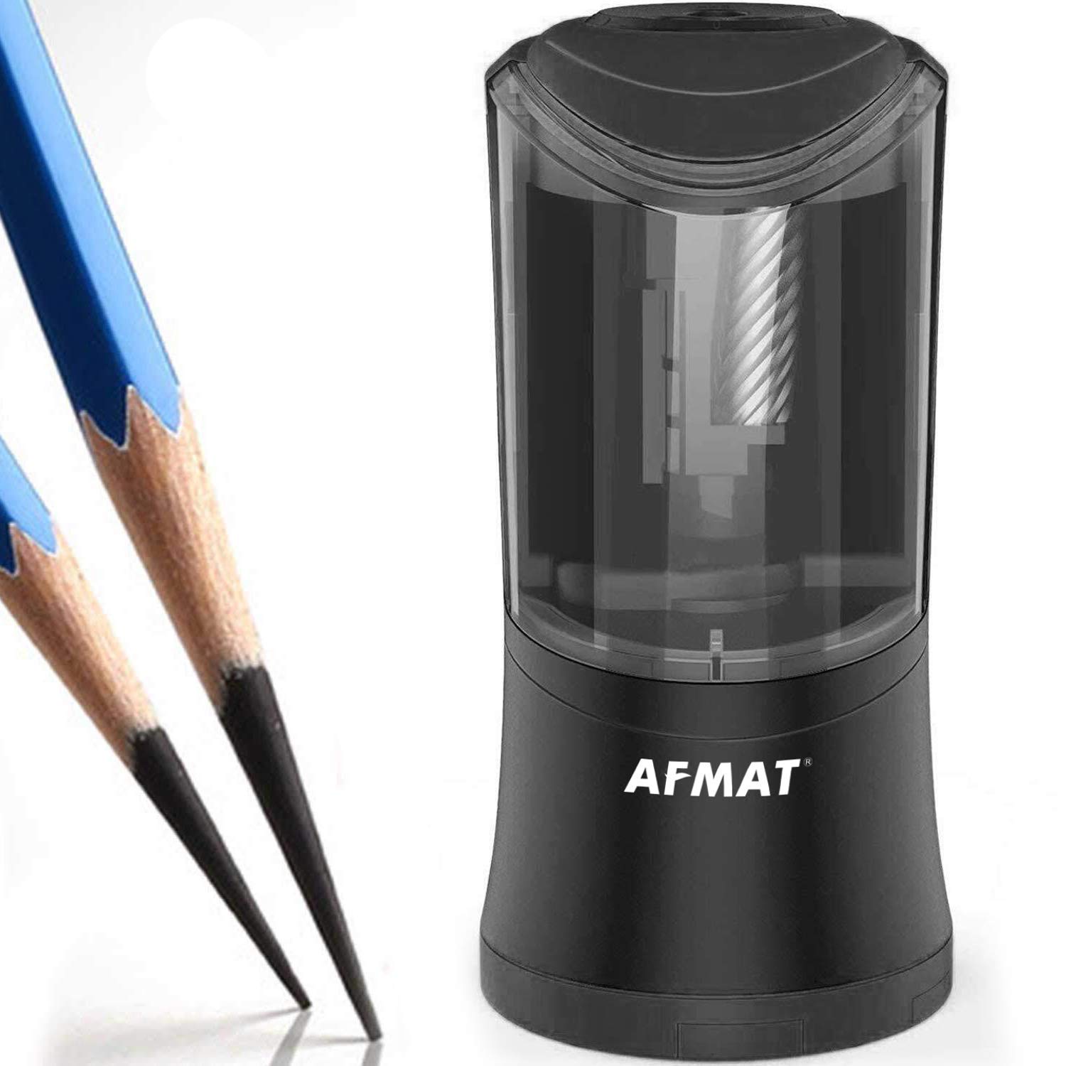 AFMAT Rechargeable Electric Pencil Sharpener & Eraser Set - Long Point Sharpener for 6-9.6mm Art Pencils, Includes 140 Eraser Refills - Perfect for Artists, Sketching & Drawing Supplies (Ideal for Studio & Classroom Use)