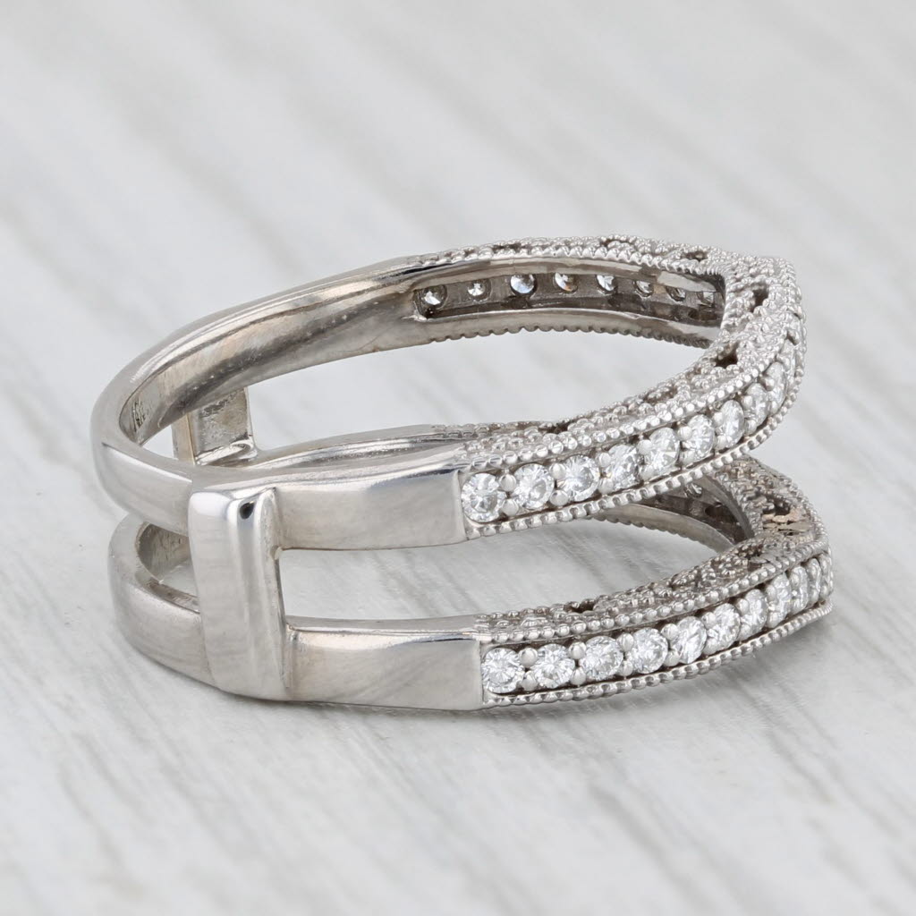 0.47ctw Diamond Ring Enhancer Guard - 14k White Gold Wedding Band Size 7.5 - Perfect for Bridal Stacking & Anniversary Gifts