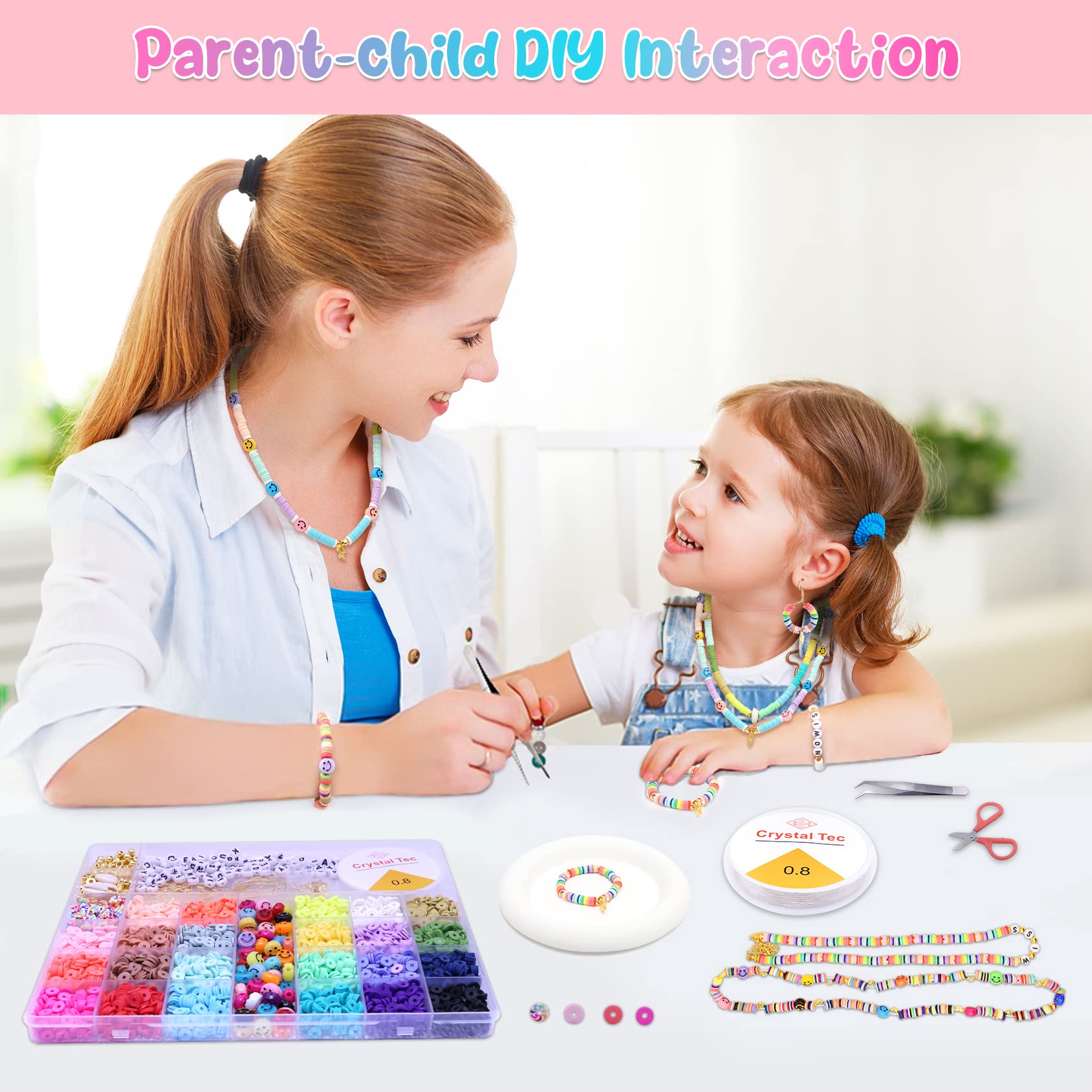 **Best Birthday Gift for Girls Ages 4-12: DIY Bracelet Making Kit with Clay Beads – Creative Arts & Crafts Jewelry Set for Kids, Fun Activity for Parties & Playdates**