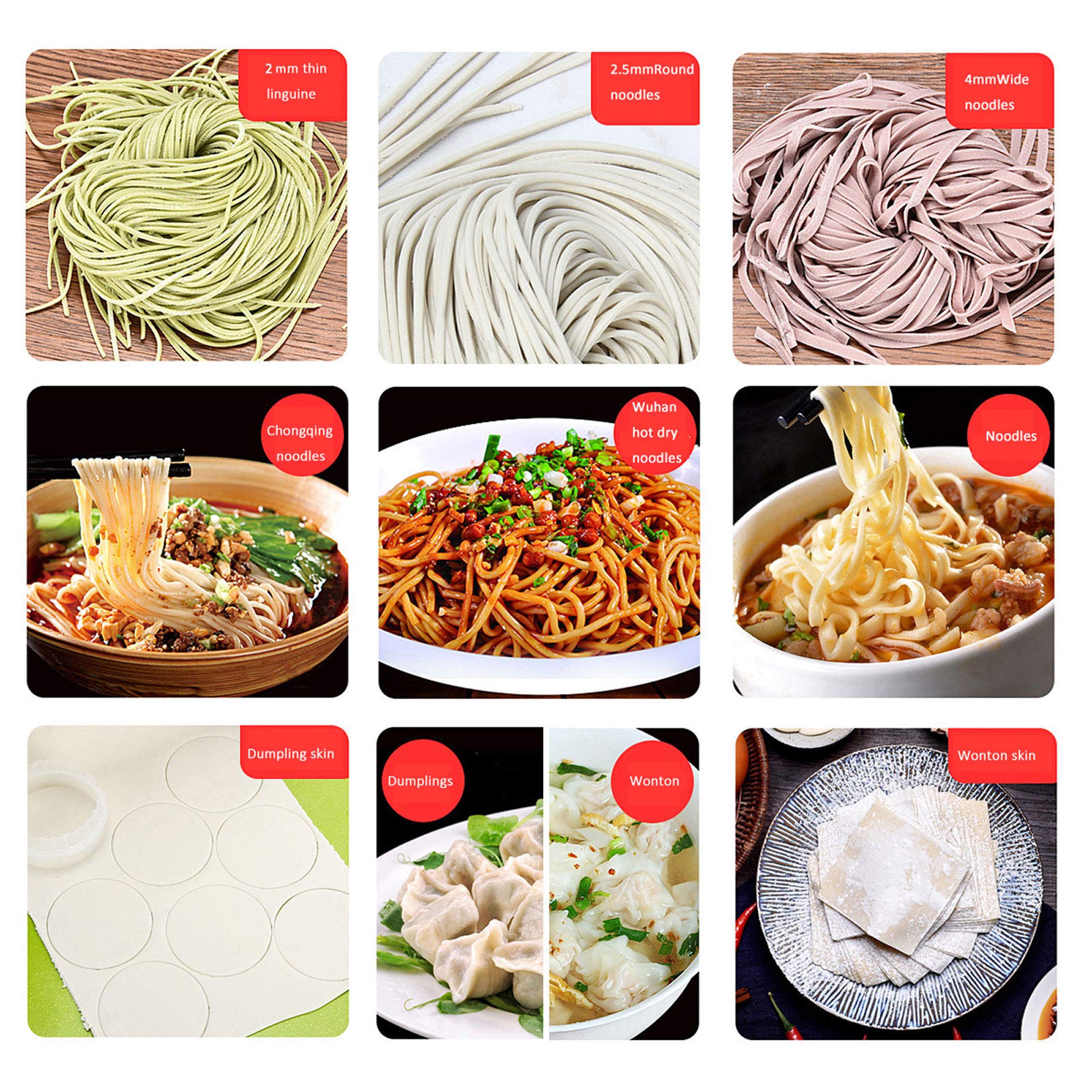 Electric Pasta Maker Machine - Automatic Noodle & Dumpling Maker for Ravioli, Wonton & More | Kitchen Pasta Press with Protective Cover | Perfect for Italian Cuisine, Asian Dishes & Homemade Pasta