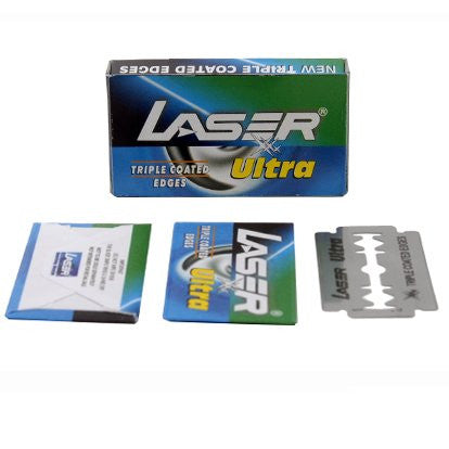 Laser Ultra DE Blades 10 Pack - Premium Double Edge Razor Blades for Men - Smooth Shaving for Sensitive Skin - Perfect for Home, Travel & Grooming Kits