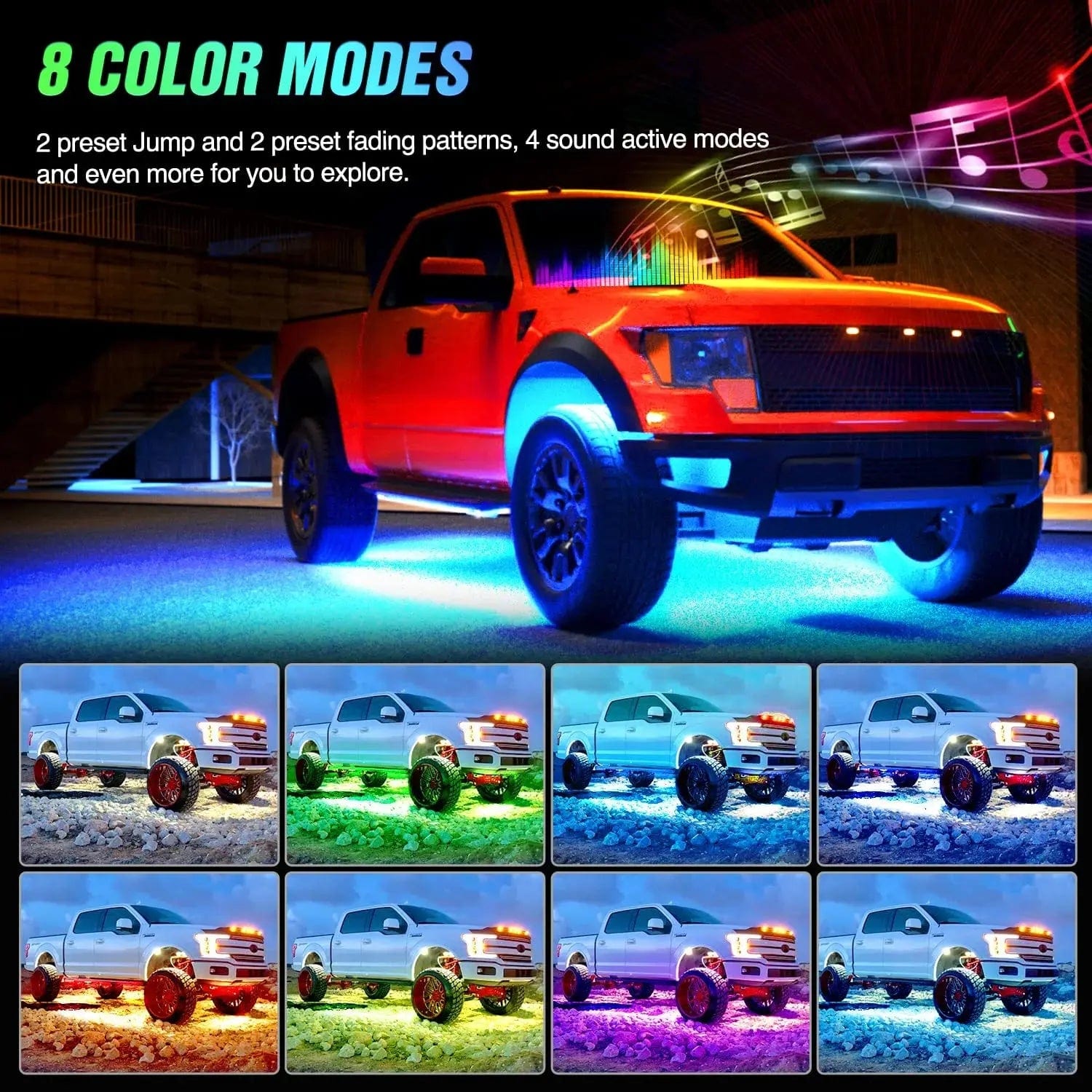 300 LEDs RGB Underglow Neon APP Remote Control LED Strip Lights (6 Pack) - Perfect for Car Interior, Bedroom, Party, and Home Decoration