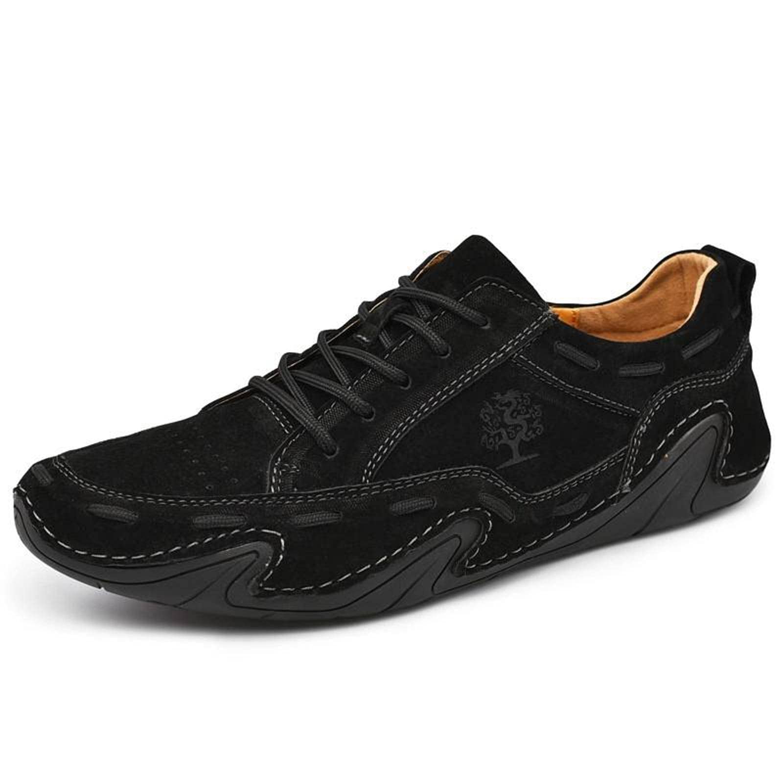2021 New Men's Casual Leather Lace-Up Driving Moccasin Shoes - Breathable Mesh Cowhide Loafers for Spring & Summer | Perfect for Daily Wear, Office & Outdoor Activities