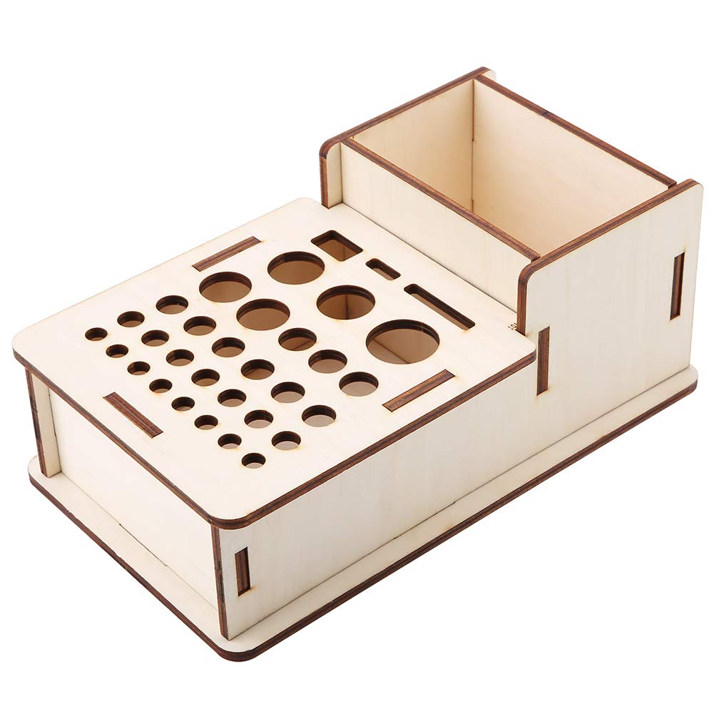 Leather Craft Tool Holder - 9.4x5.5x3.8in Multi Hole Wooden Organizer for DIY Tools, Basswood Storage Rack with Durable Design - Perfect for Leatherworking, Sewing & Crafting Projects