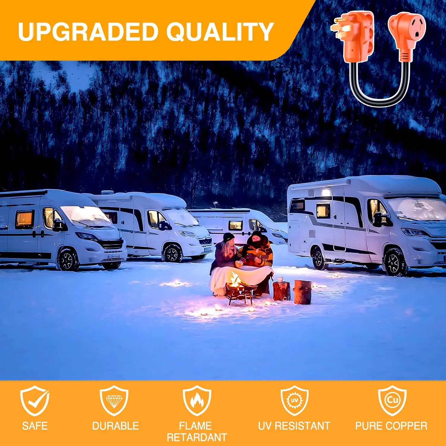 50Amp to 30Amp RV Plug Adapter - Heavy Duty Power Converter for Campers & Trailers - Perfect for RV Parks & Outdoor Camping