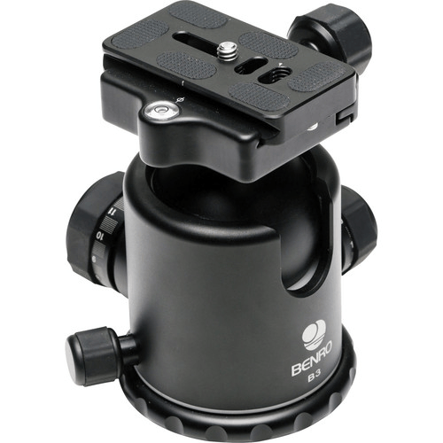 Benro B3 Double Action Ballhead Tripod Head - 360° Panoramic Rotation & Quick Release Plate for DSLR Cameras - Perfect for Landscape, Wildlife & Travel Photography