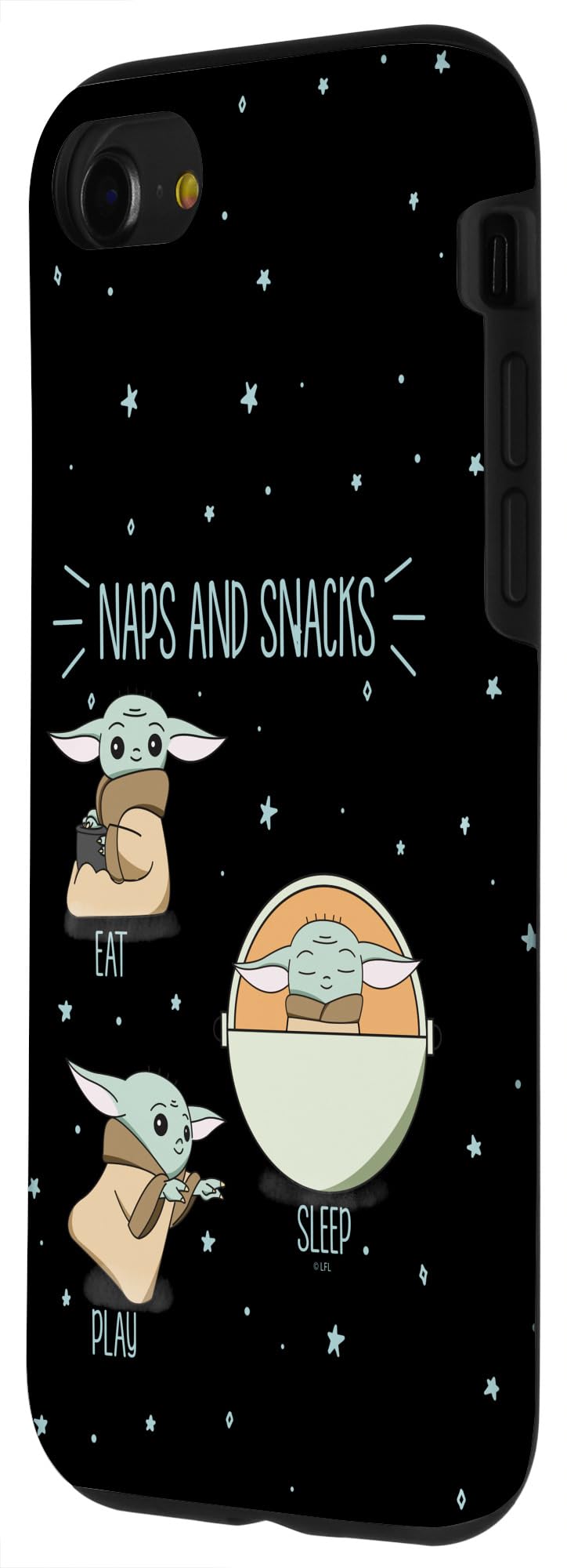 Star Wars The Mandalorian The Child Phone Case for iPhone SE 2020/7/8 - Cute Baby Yoda Snacks & Naps Design - Perfect for Fans, Gift Giving & Everyday Protection