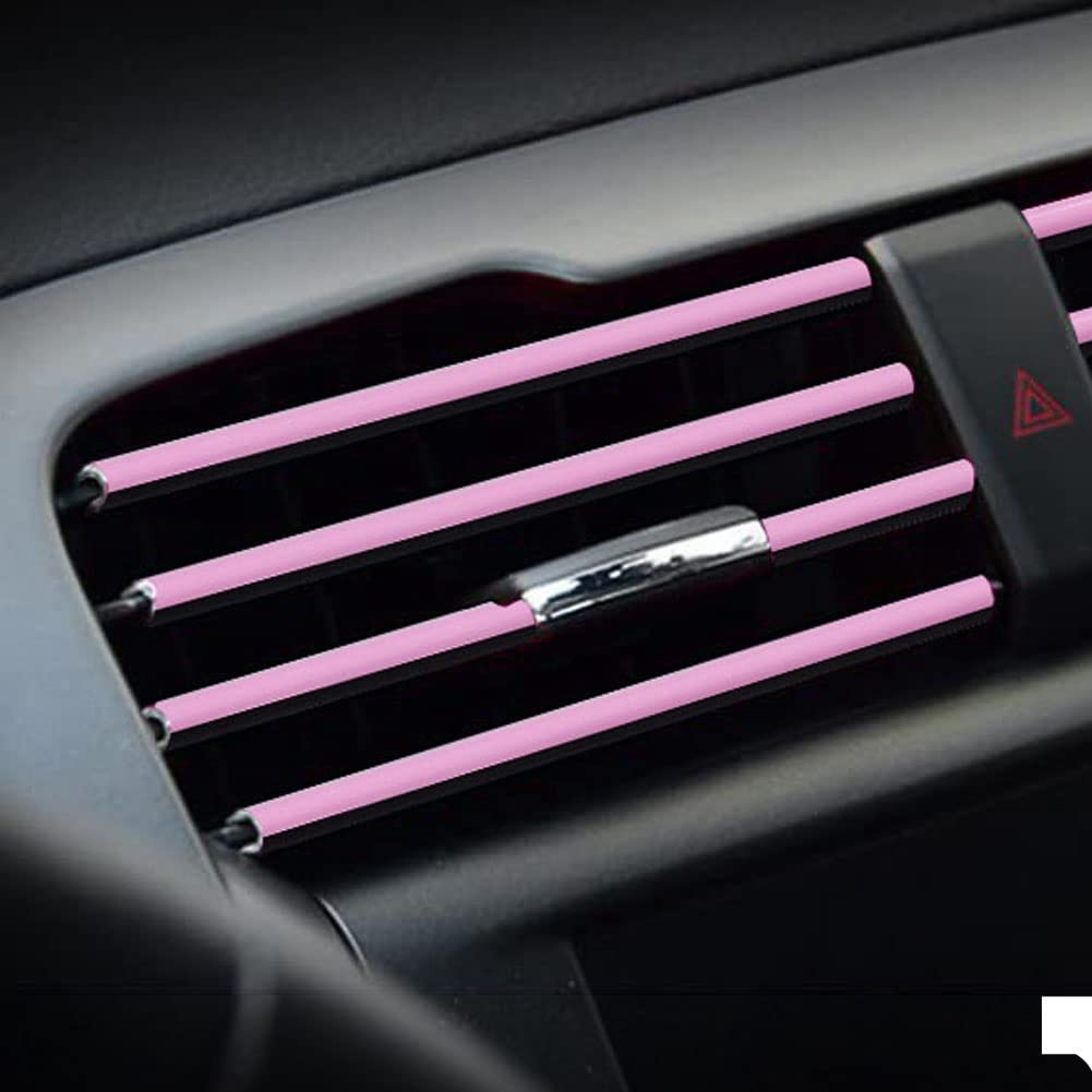 10 Pieces Pink Car Air Conditioner Decoration Strip DIY Interior Moulding Trim for Car Vent Outlet Auto Accessories - Perfect for Customizing Car Interior and Enhancing Style