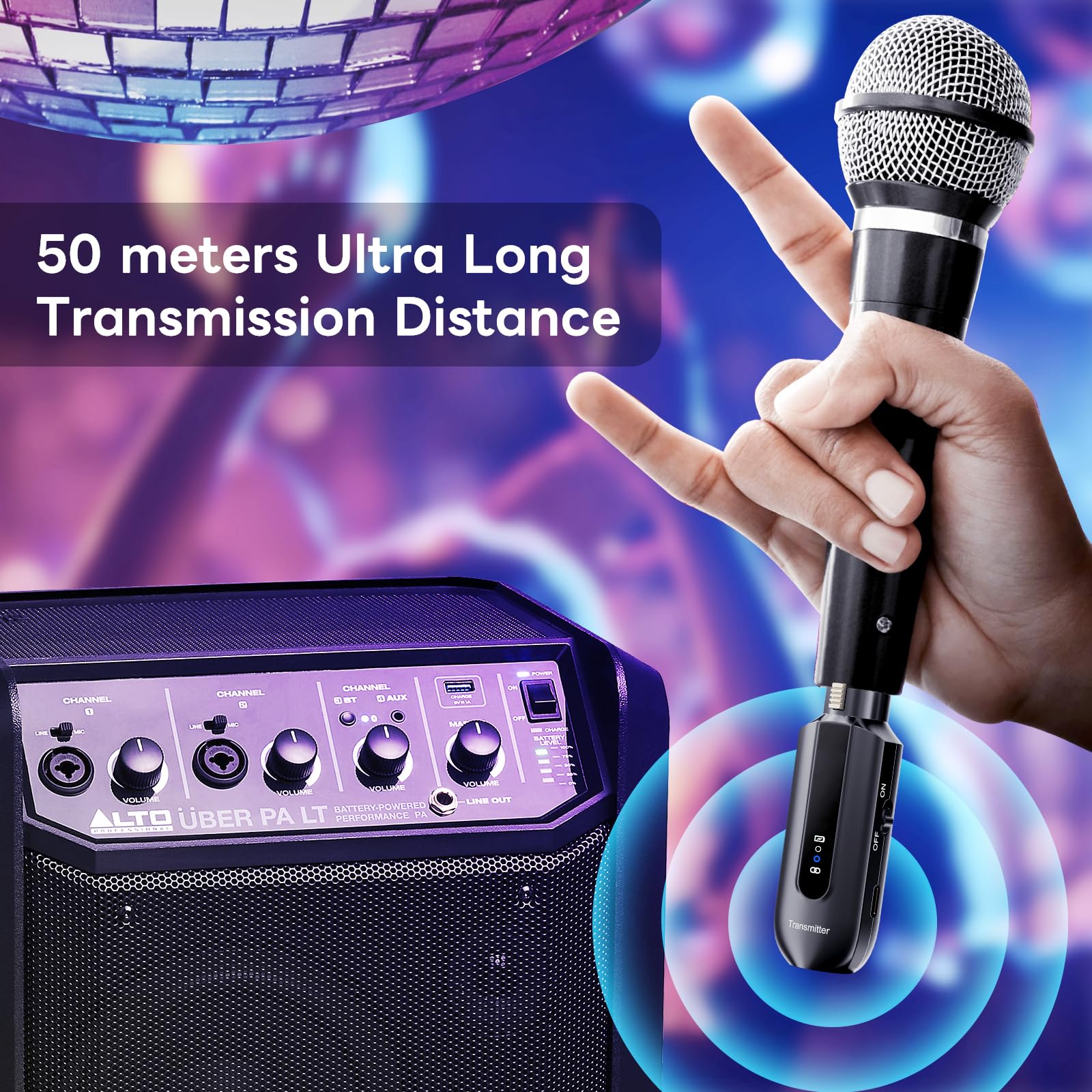 2.4GHz Wireless Microphone System - XLR Wireless Transmitter & Receiver for Dynamic/Condenser Mics - Professional Audio Equipment for Live Performances, Church PA Systems & Studio Recording