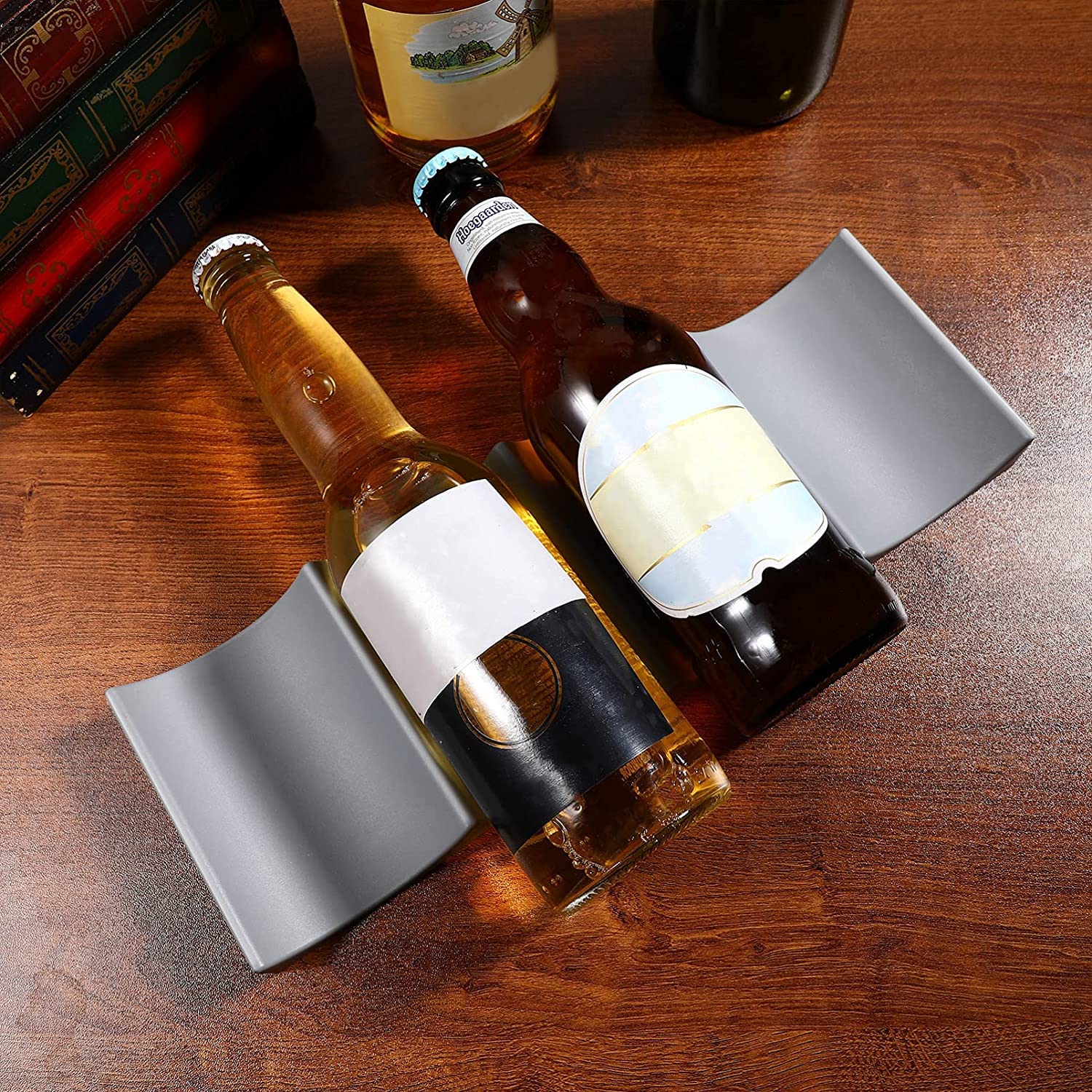 Universal Plastic Refrigerator Bottle Rack - Stackable Wine & Beer Holder for Kitchen, Fridge, Pantry Cabinet | Durable Table Shelf Organizer for Drinking Bottles (Gary) | Perfect for Home Bars, Parties & Small Space Storage