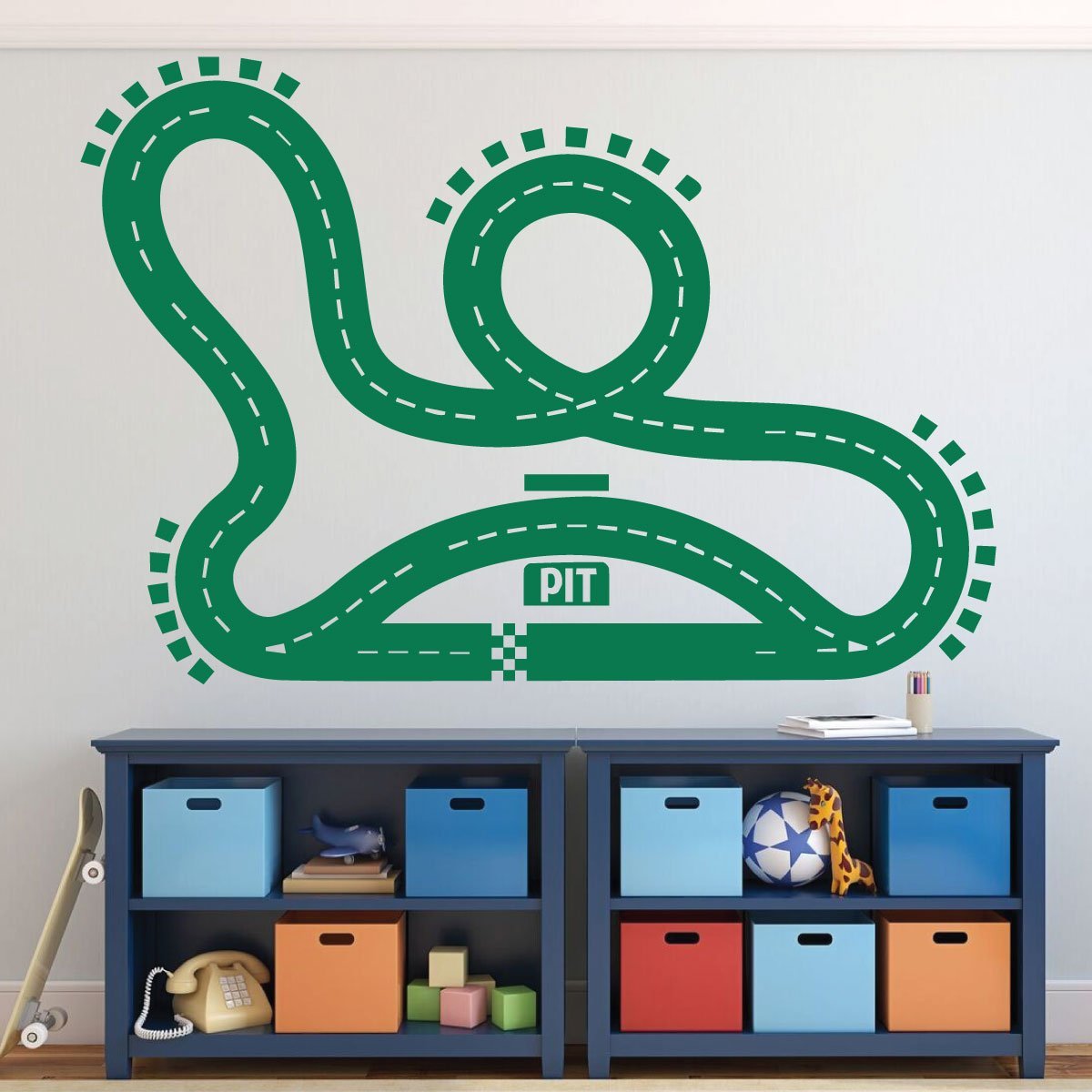 Race Track Wall Decal for Kids Room - Playroom & Nursery Decor for Boys