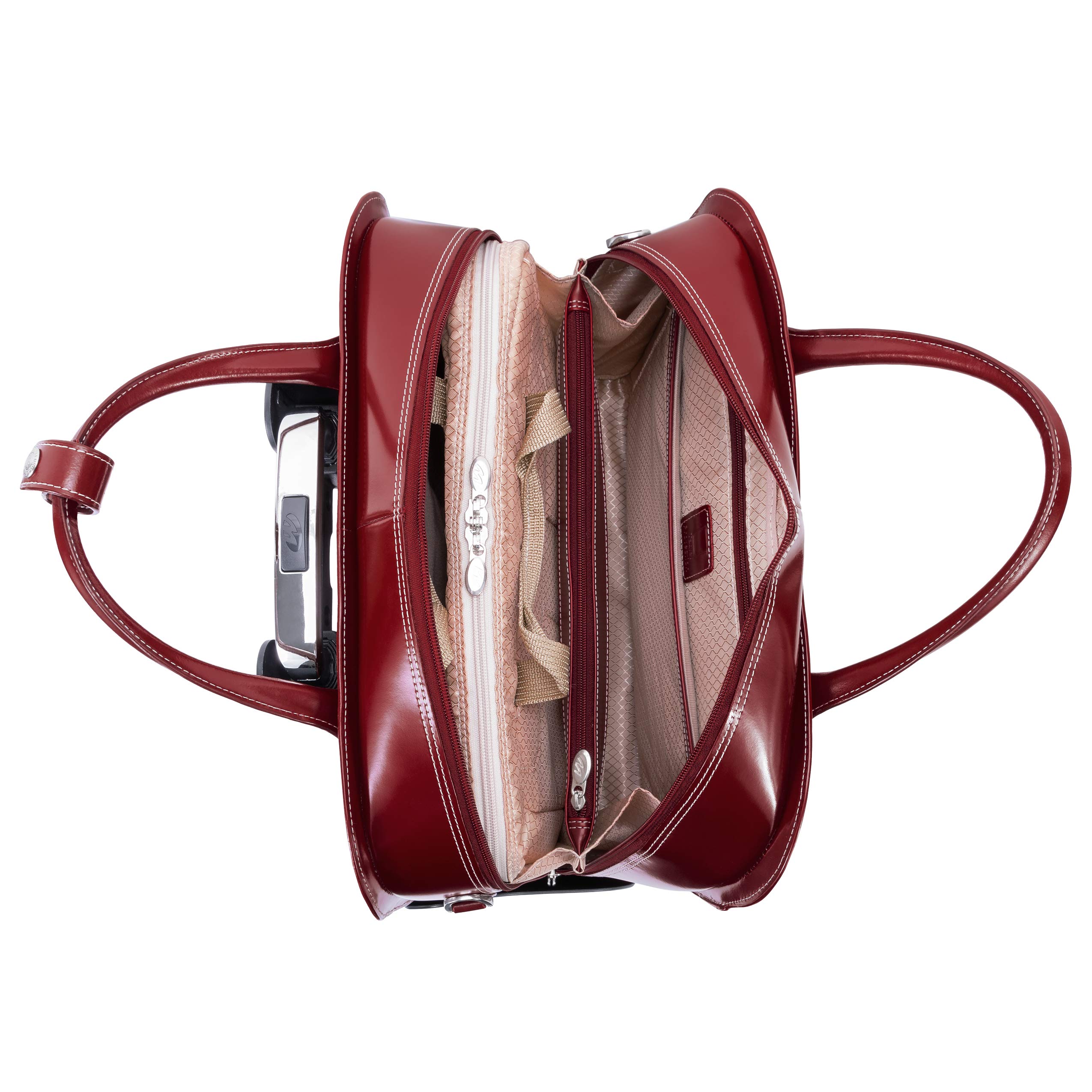 McKlein 96616 Red Leather Laptop Rolling Briefcase - Professional Business Travel Carry-On with Wheels for Men & Women | Perfect for Office Commute, Business Trips & Air Travel