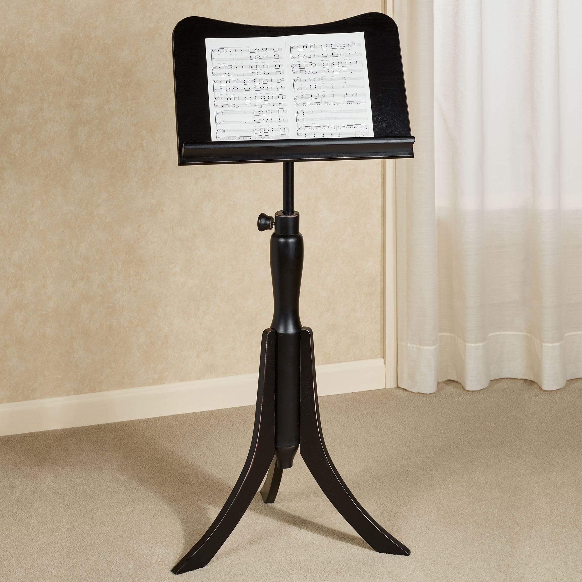 Premium Wooden Music Stand - Adjustable Black Conductor's Podium - Ideal for Orchestras, Choirs & Music Practice - Perfect for Classrooms, Auditoriums & Libraries (Atlas/Dictionary Display)