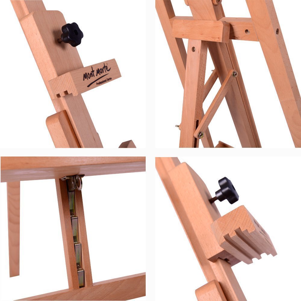 Mont Marte Professional Beech Wood Floor Easel with Adjustable Tilt - Perfect for Artists, Painters & Studio Use